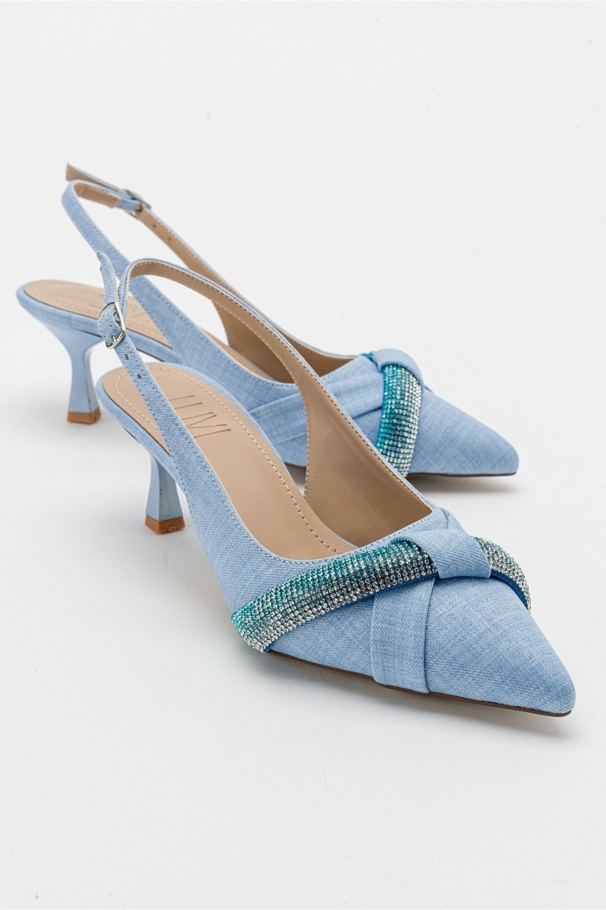 luvishoes Folvo Açık Kot Mavi Kadın Topuklu Ayakkabı