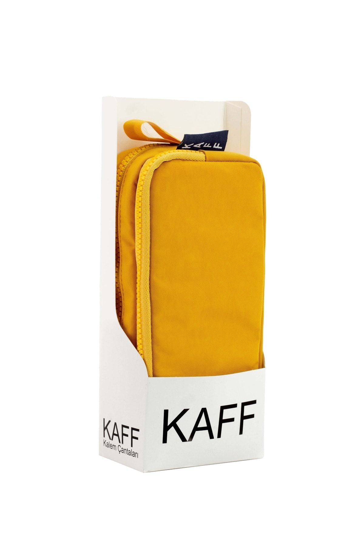 KAFF 01105 Krinkıl Kumaş Yıkanabilir Çift Bölmeli Gözlü Kalemlik Kalem Kutusu - Sarı