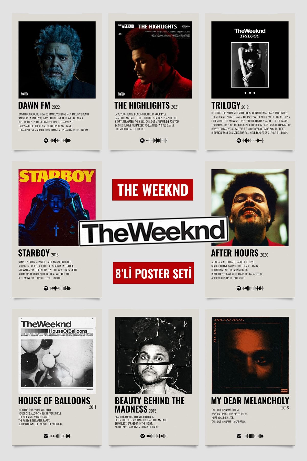 Vinca Prints The Weeknd Müzik Albüm Poster Seti Polaroid Müzik Posteri Duvar Dekoru The Weeknd Posterleri