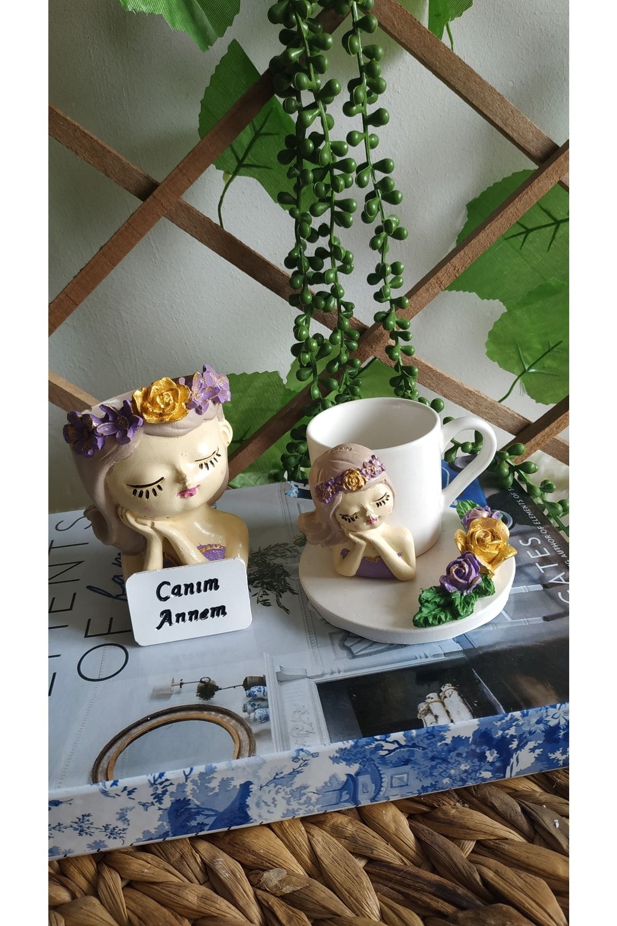 evdeki atölyem Anneler Günü Hediyesi Tek Kişilik Tasarım Kahve Fincanı Seti
