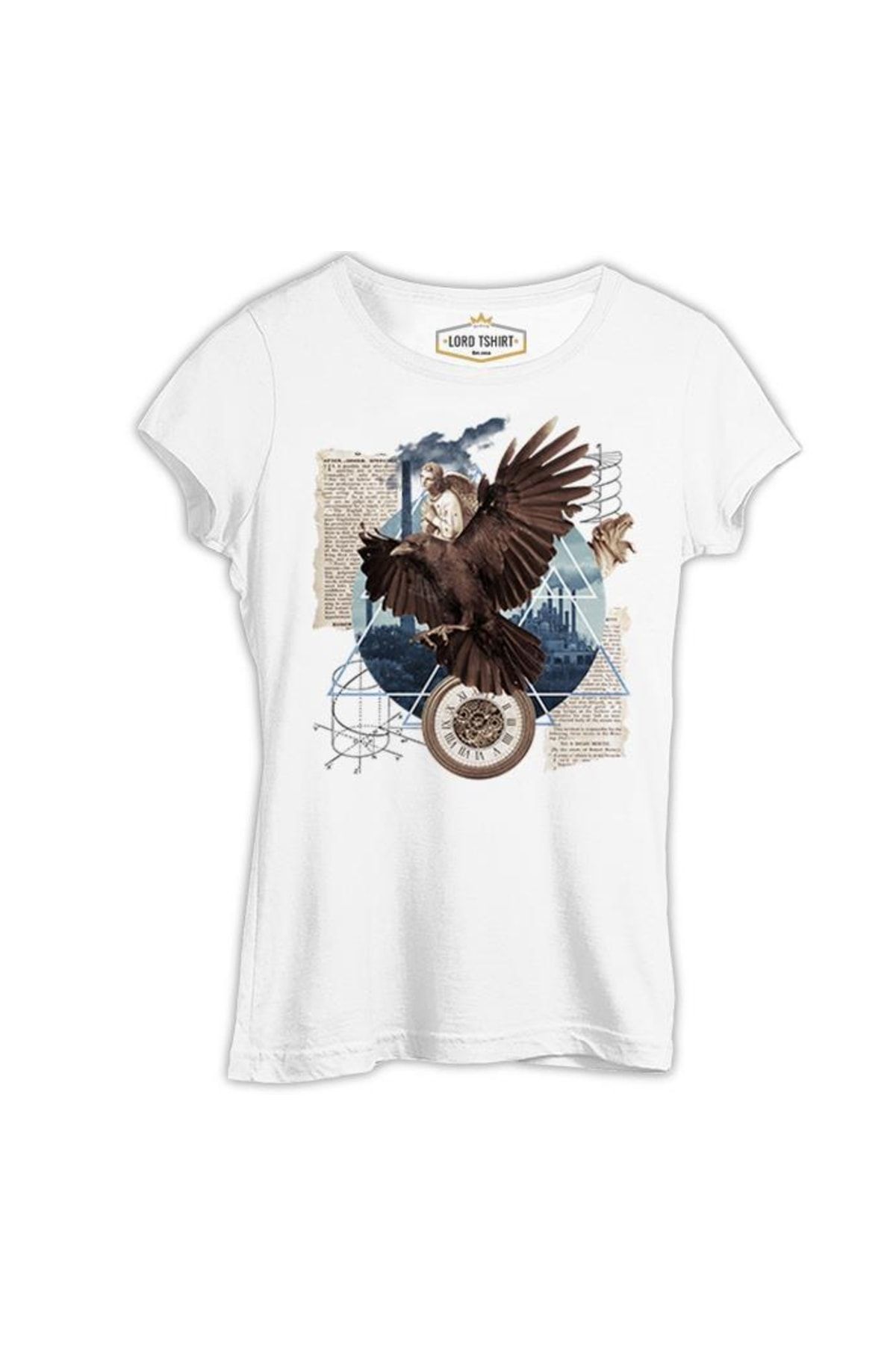 Lord T-Shirt An Eagle Collage With Other Elements Beyaz Tshirt