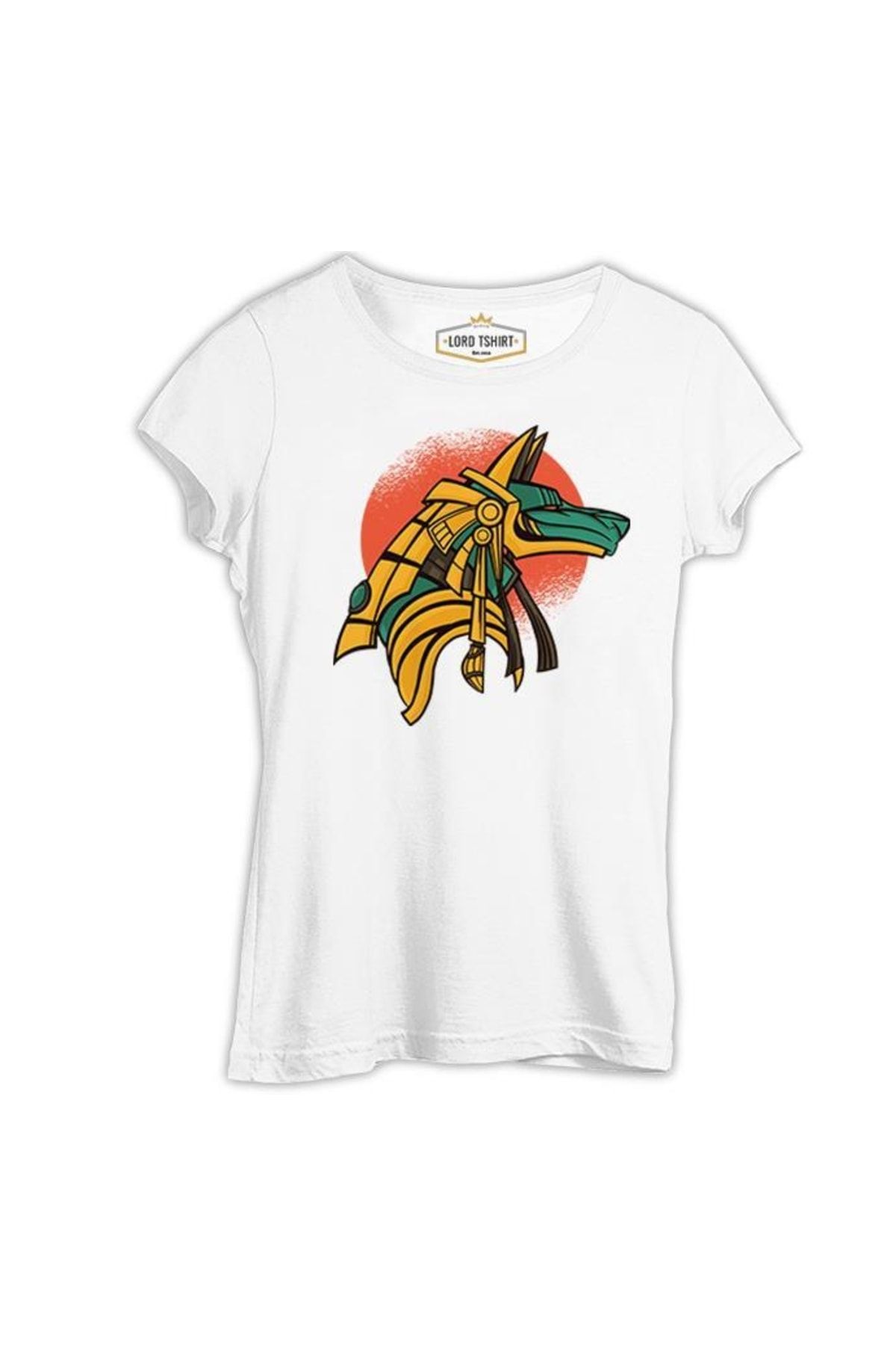 Lord T-Shirt Colorful Anubis In Ancient Egypt Beyaz Tshirt