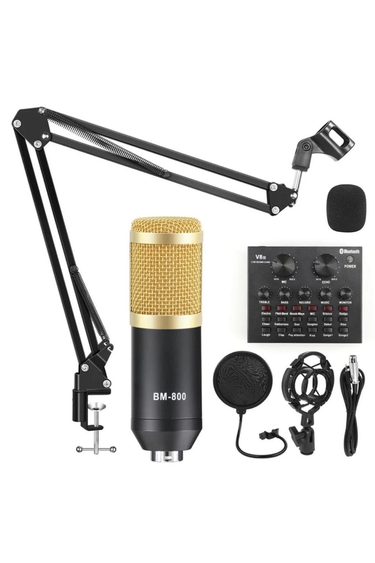 Mi7a Bm800 Live Ses Efektli Ses Kartlı Mikrofon Profesyonel Stüdyo Kayıt Kiti Canlı Yayın Seti Bilgisayar