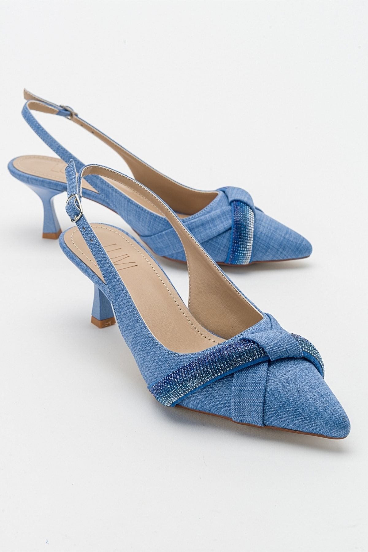 luvishoes Folvo Kot Mavi Kadın Topuklu Ayakkabı