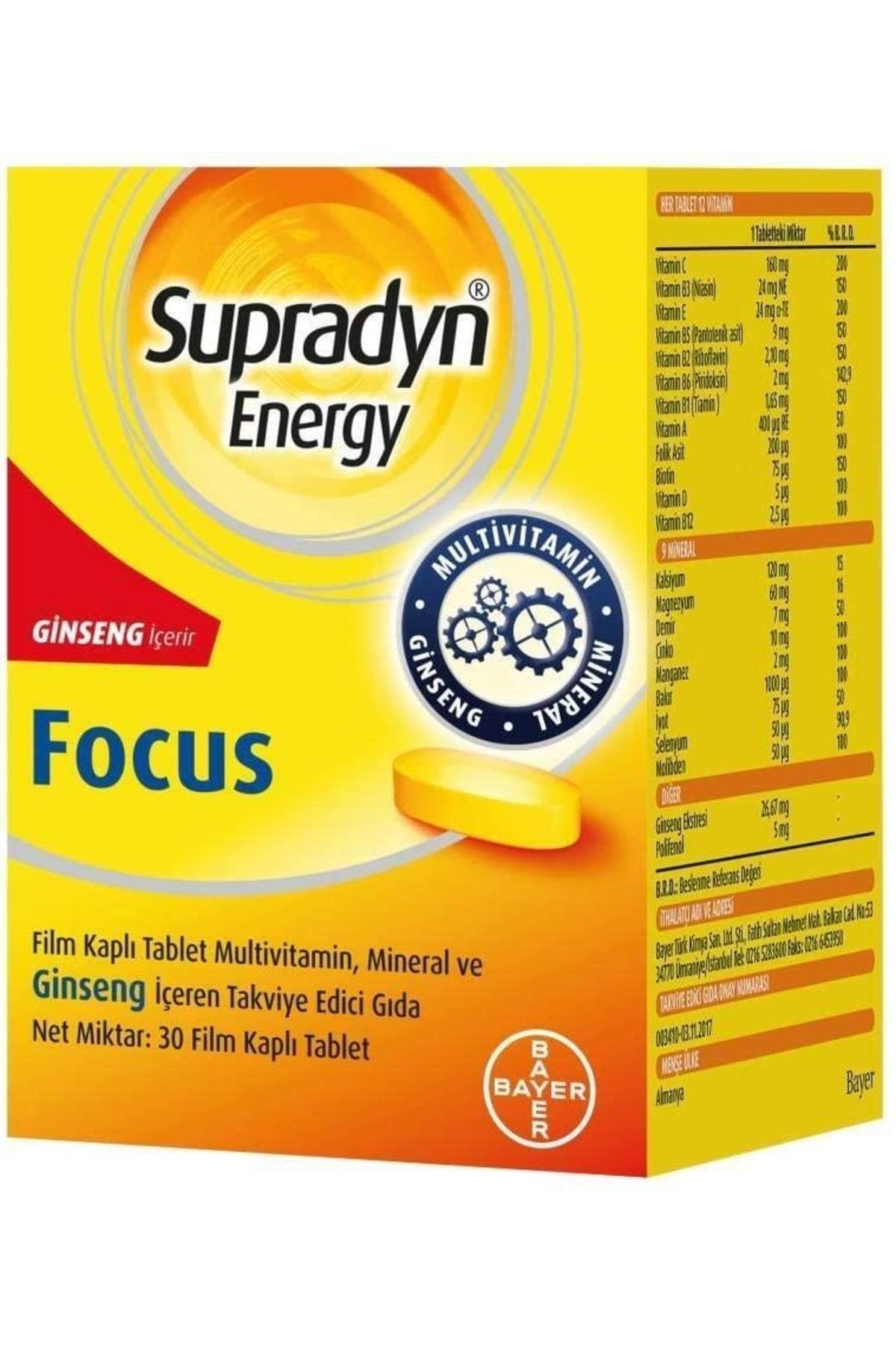 Supradyn Energy Focus 30 Film Kaplı Tablet 1 Paket