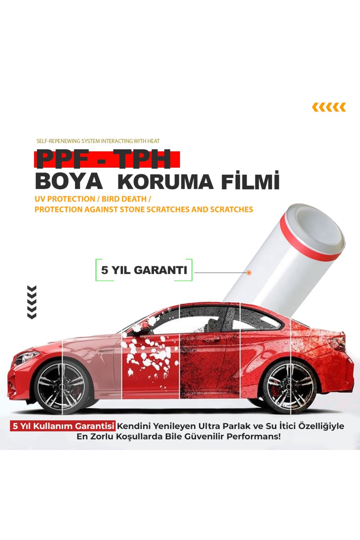 WİOX Boya Koruma, Kaput Koruma Filmi Ppf - Tph  Uyumlu Poliüretan 150 Mikron 100cm X 152cm