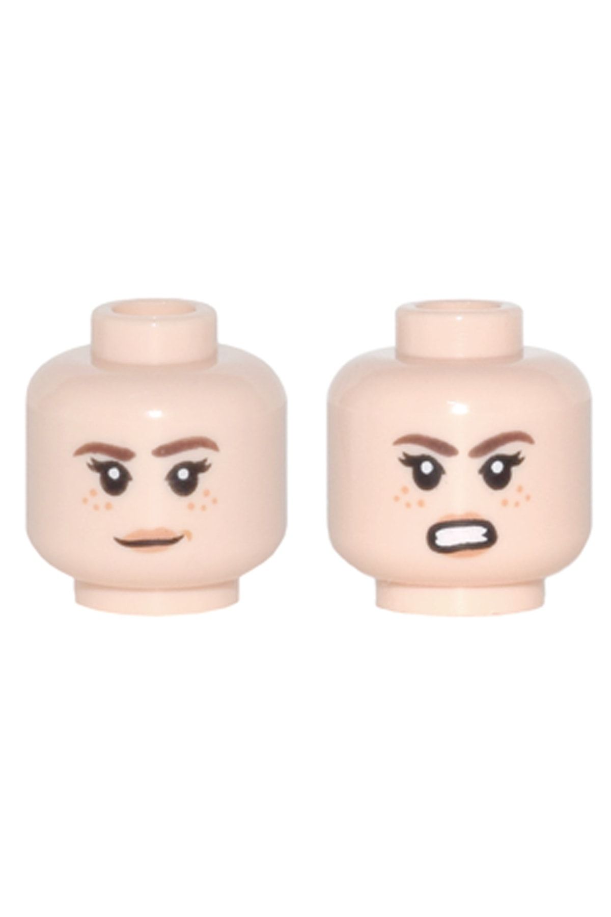 LEGO Orjinal Aksesuar Minifigür Minifigure Head Çift Surat Ten Rengi Kadın Çilli Gülen Sinirli Kafa