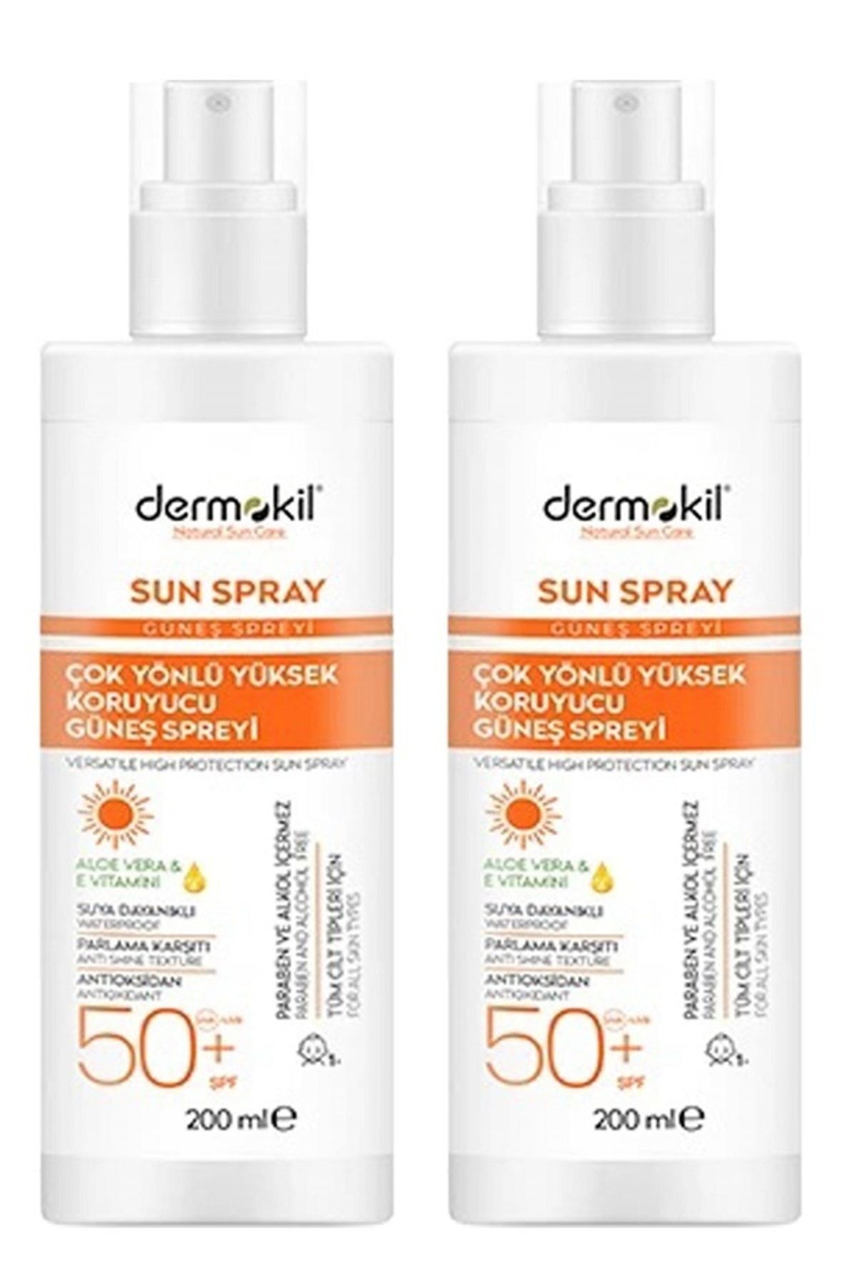 Dermokil Çok Yönlü Yüksek Koruyucu Güneş Spreyi 50spf 200ml X 2 Adet