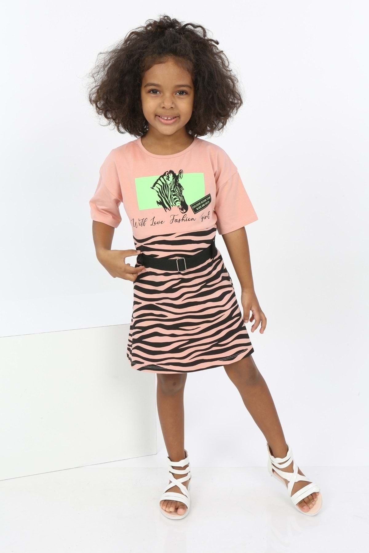Toontoy Kız Çocuk Zebra Baskılı Elbise