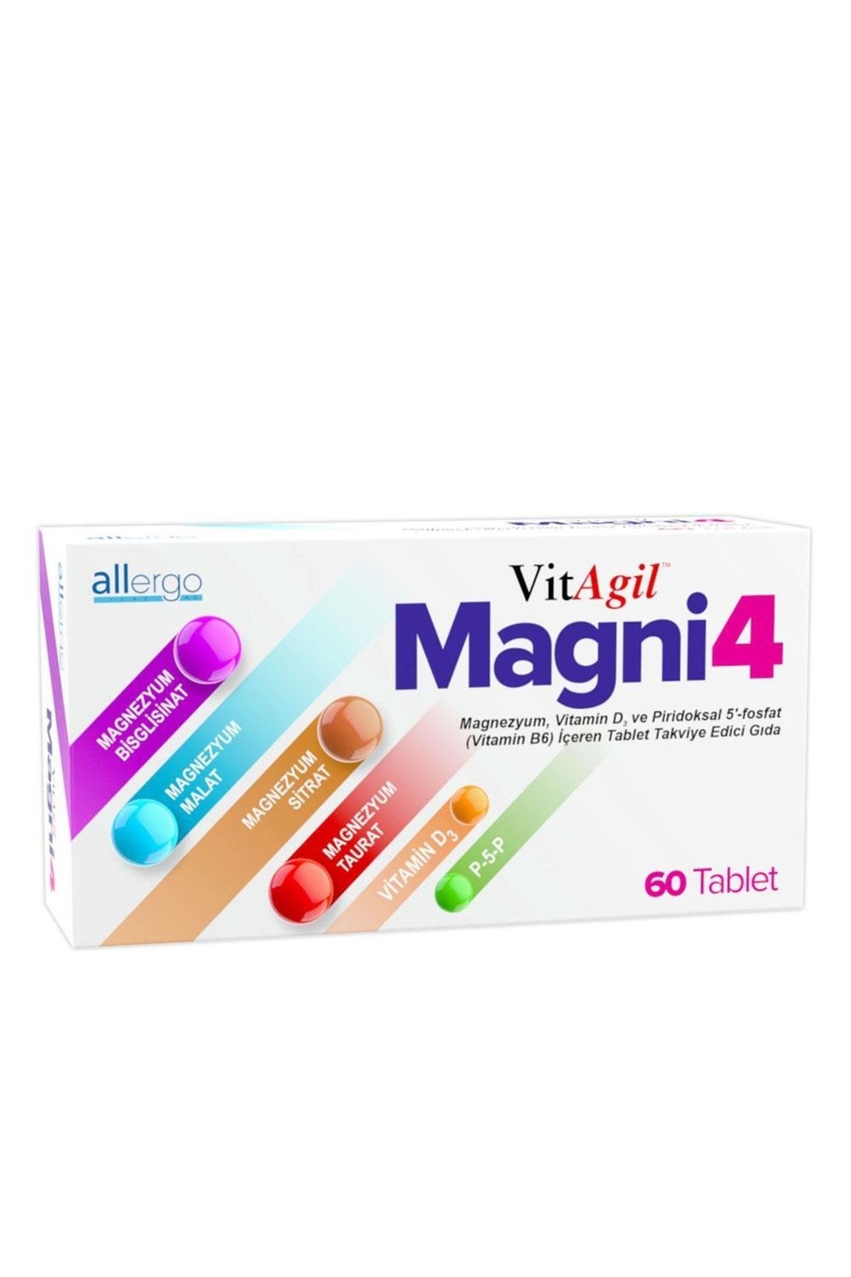Allergo Vitagil Magni4 Magnezyum Vitamin D3 P5p 60 Tablet