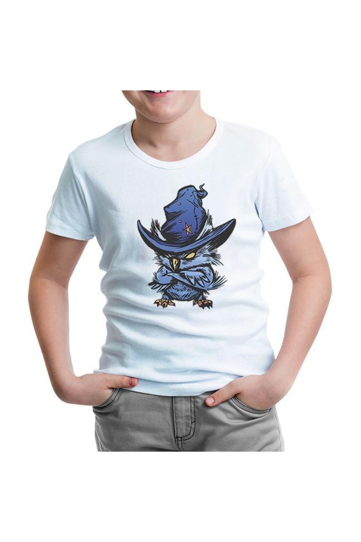 Lord T-Shirt An Angry Owl With A Hat Beyaz Çocuk Tshirt