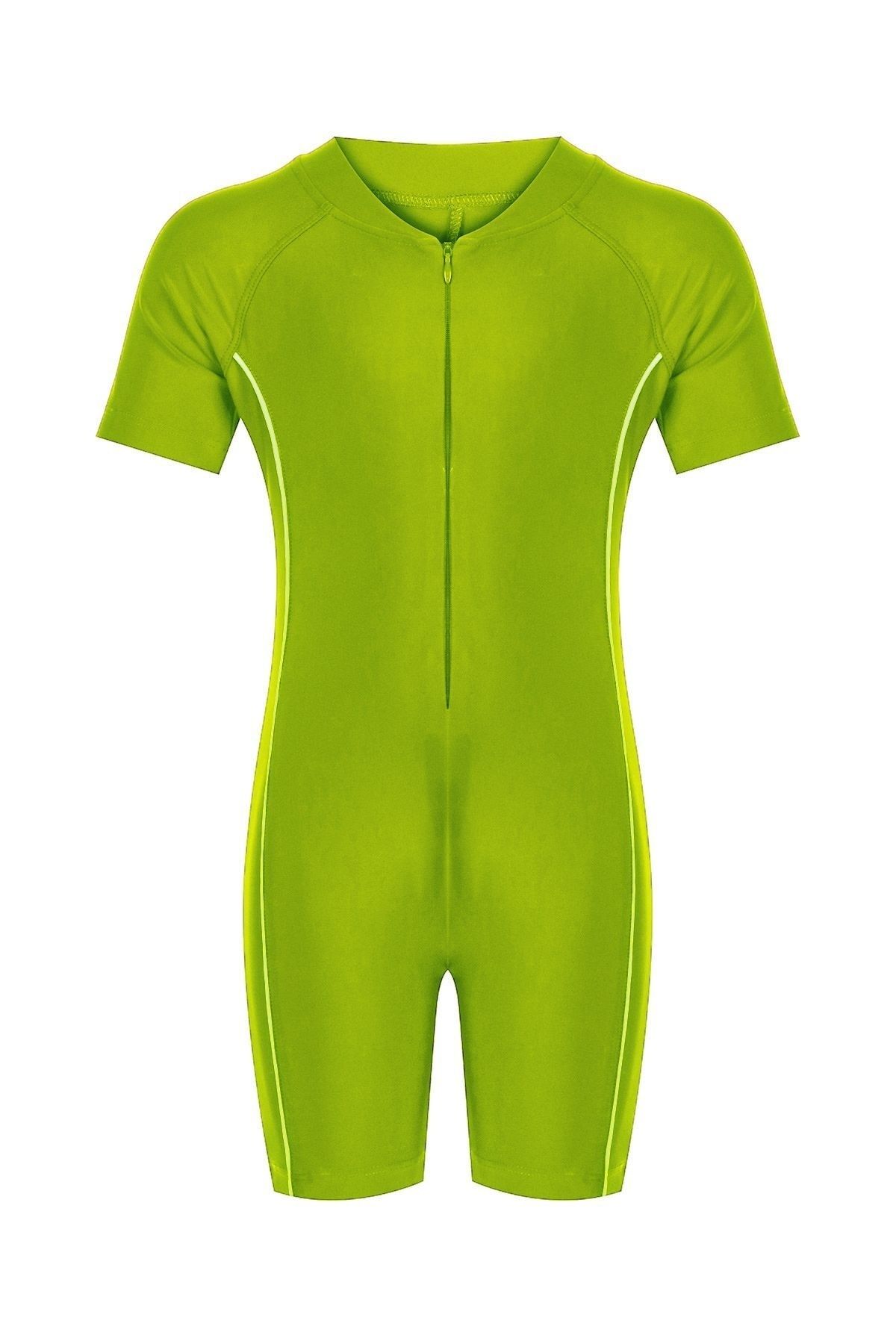 Remsa Mayo Tulum Kısa Kollu Şortlu Çocuk Yüzücü Mayo Clous 5155 Neon Yeşili