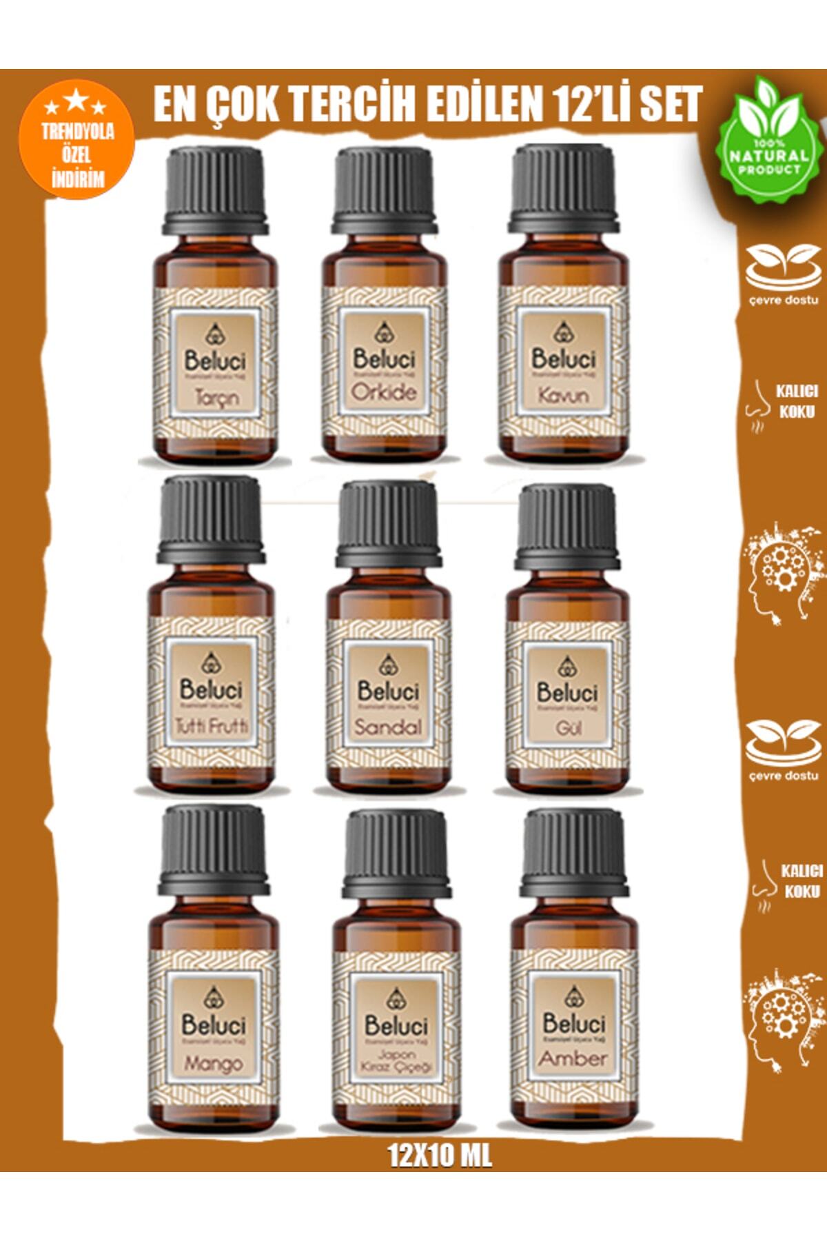 Beluci 9'lu Uçucu Yağ Buhurdanlık Yağı Kokusu Hava Nemlendirici Esansı