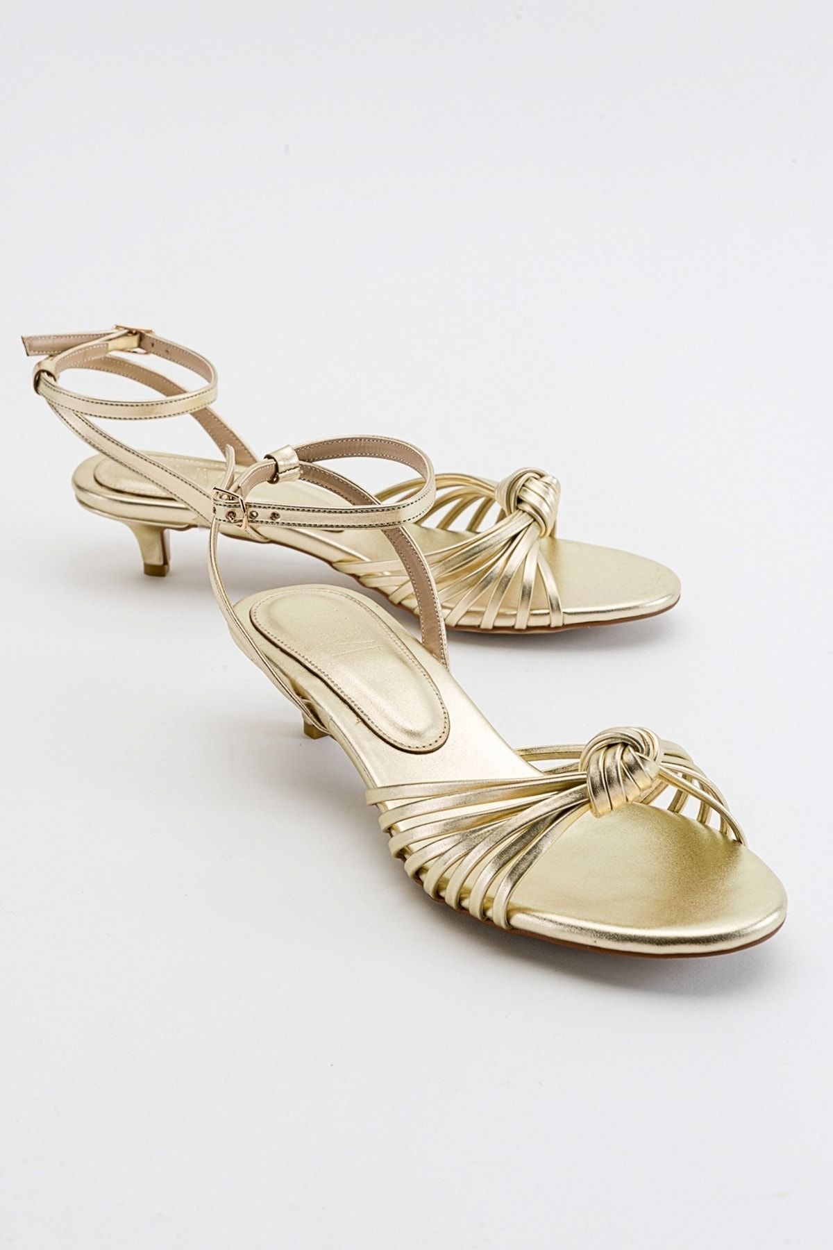 luvishoes Vind Altın Metalik Kadın Topuklu Sandalet