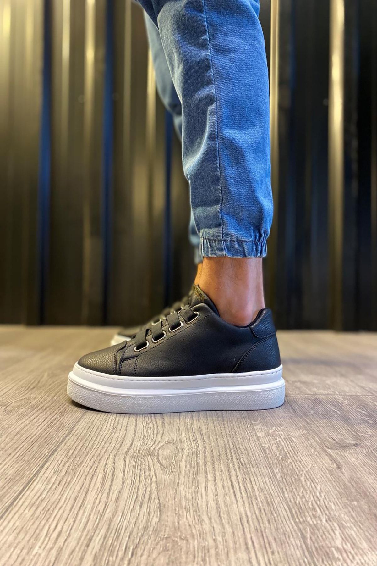 Mida Shoes Siyah Deri Bantlı Rahat Taban Günlük Erkek Ayakkabı
