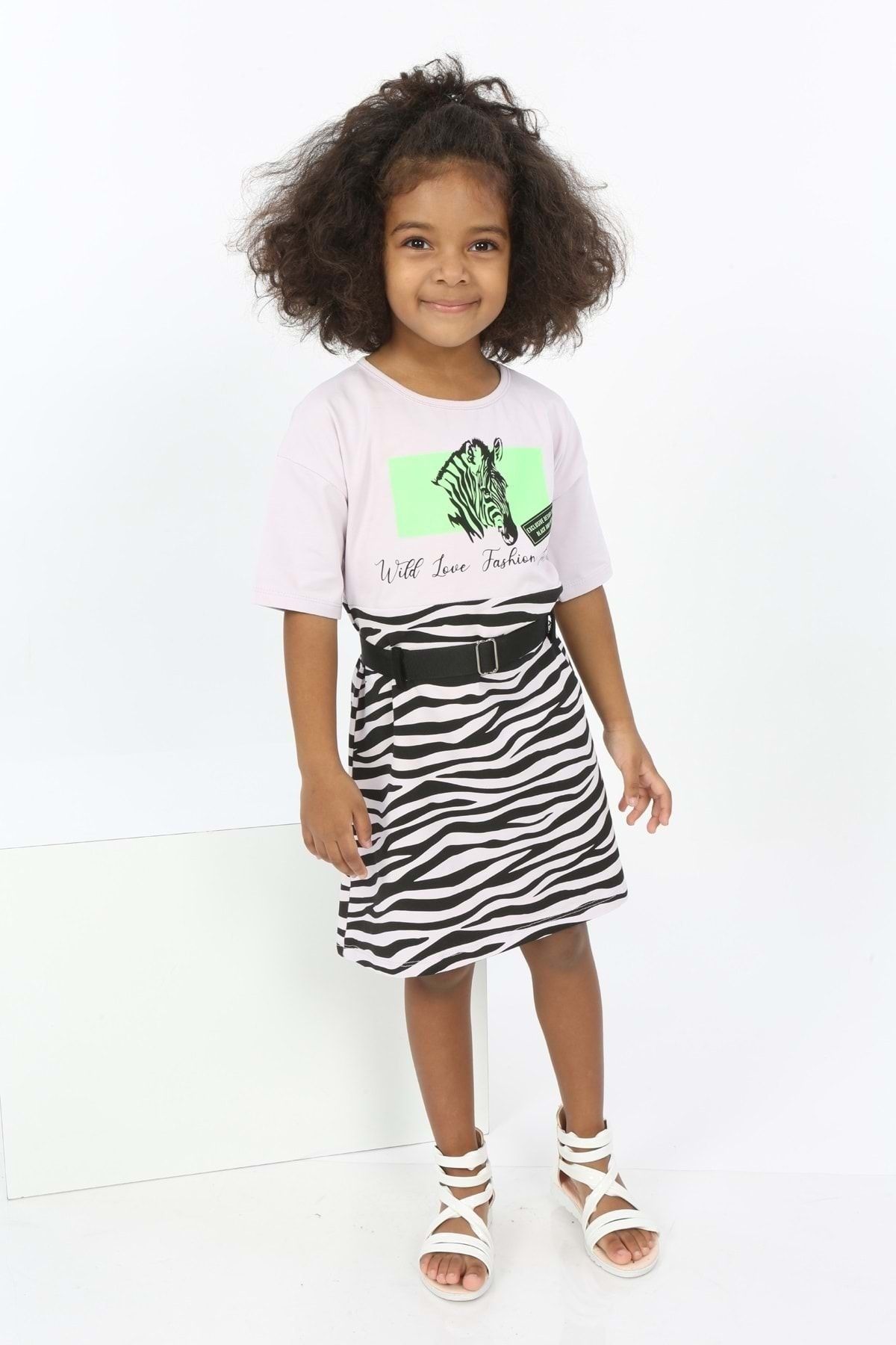 Toontoy Kız Çocuk Zebra Baskılı Elbise