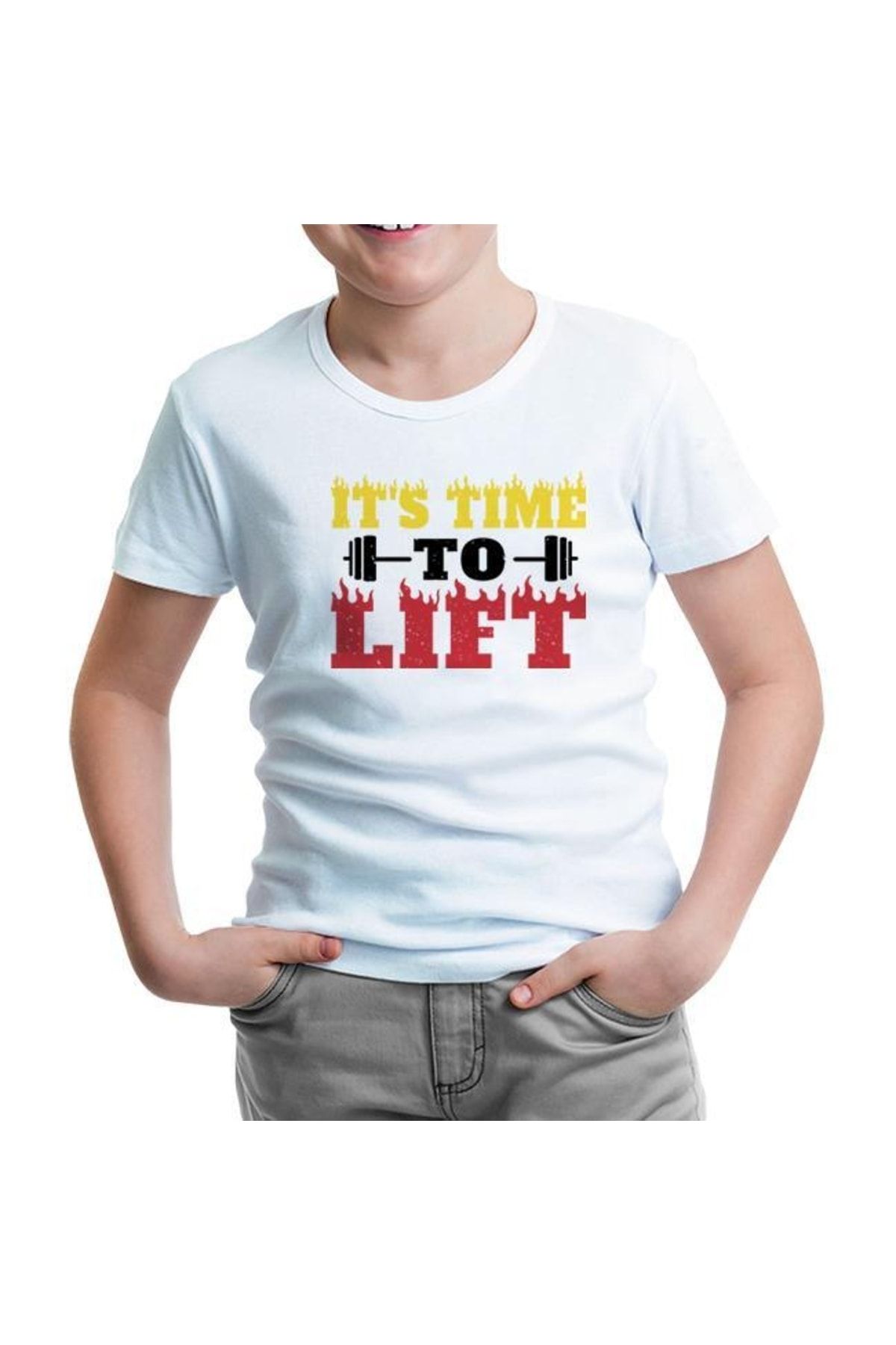 Lord T-Shirt Bodybuilding Time To Lift Beyaz Çocuk Tshirt