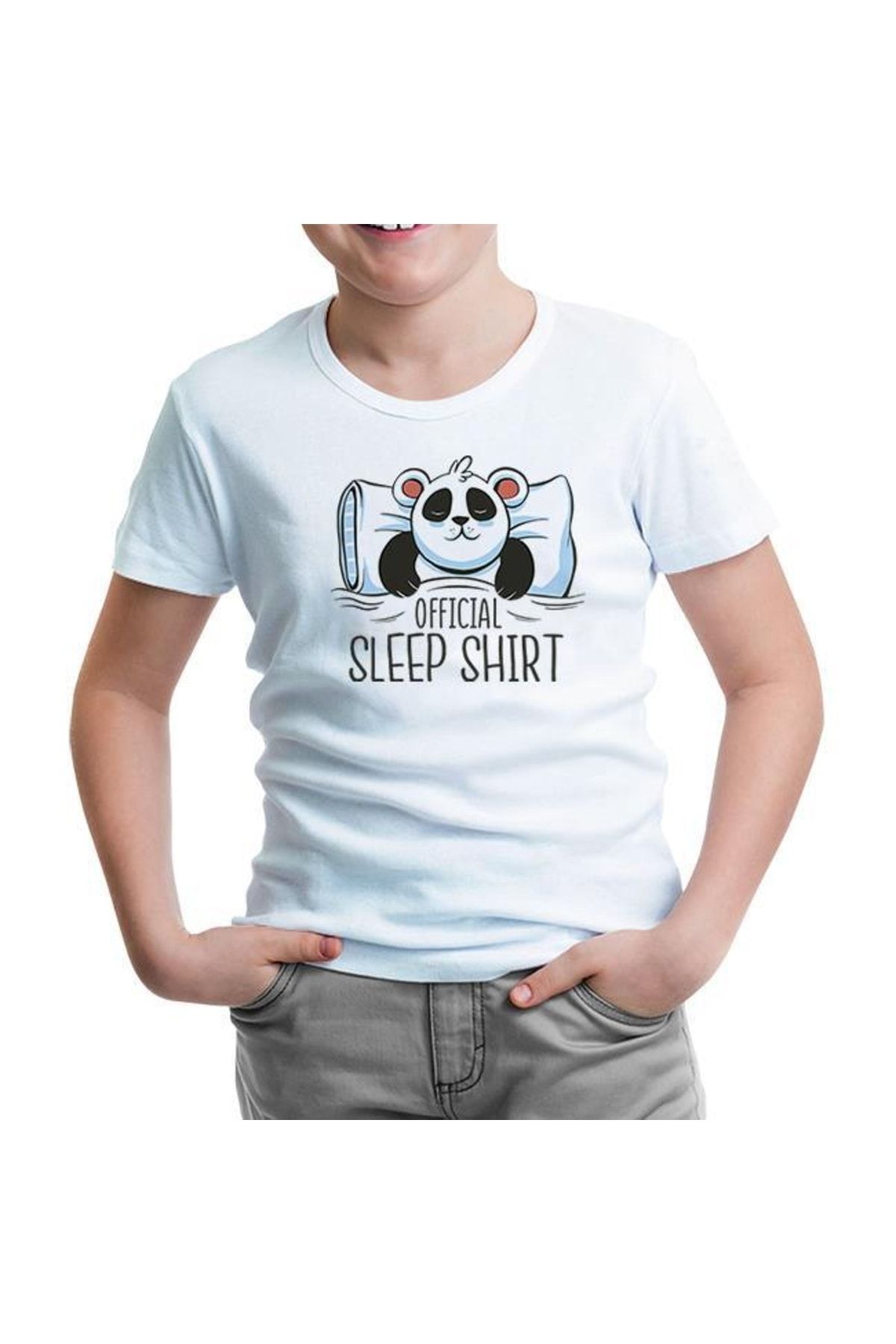 Lord T-Shirt Official Sleep Tshirt Panda Sleeping Beyaz Çocuk Tshirt