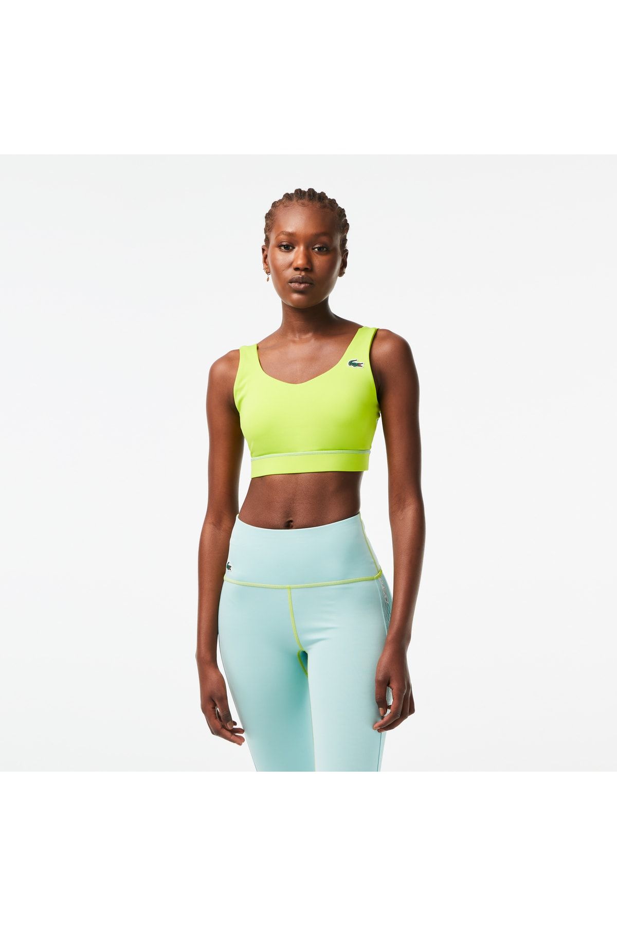 Lacoste Active Kadın Slim Fit Kolsuz Renk Bloklu Sarı Bra