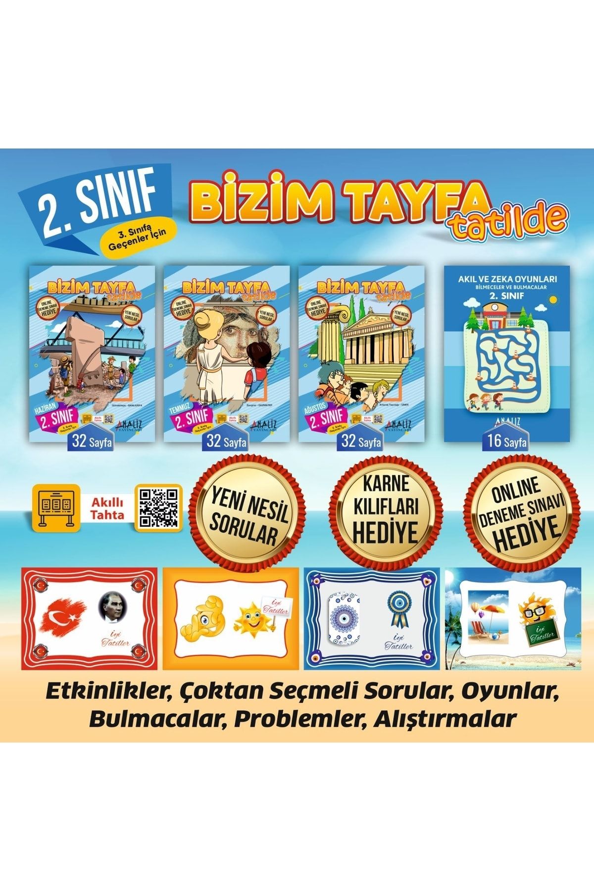 Analiz Yayınları 2.sınıf Bizim Tayfa Tatilde Etkinlik Ve Tatil Kitabı Karne Kılıfı Hediye