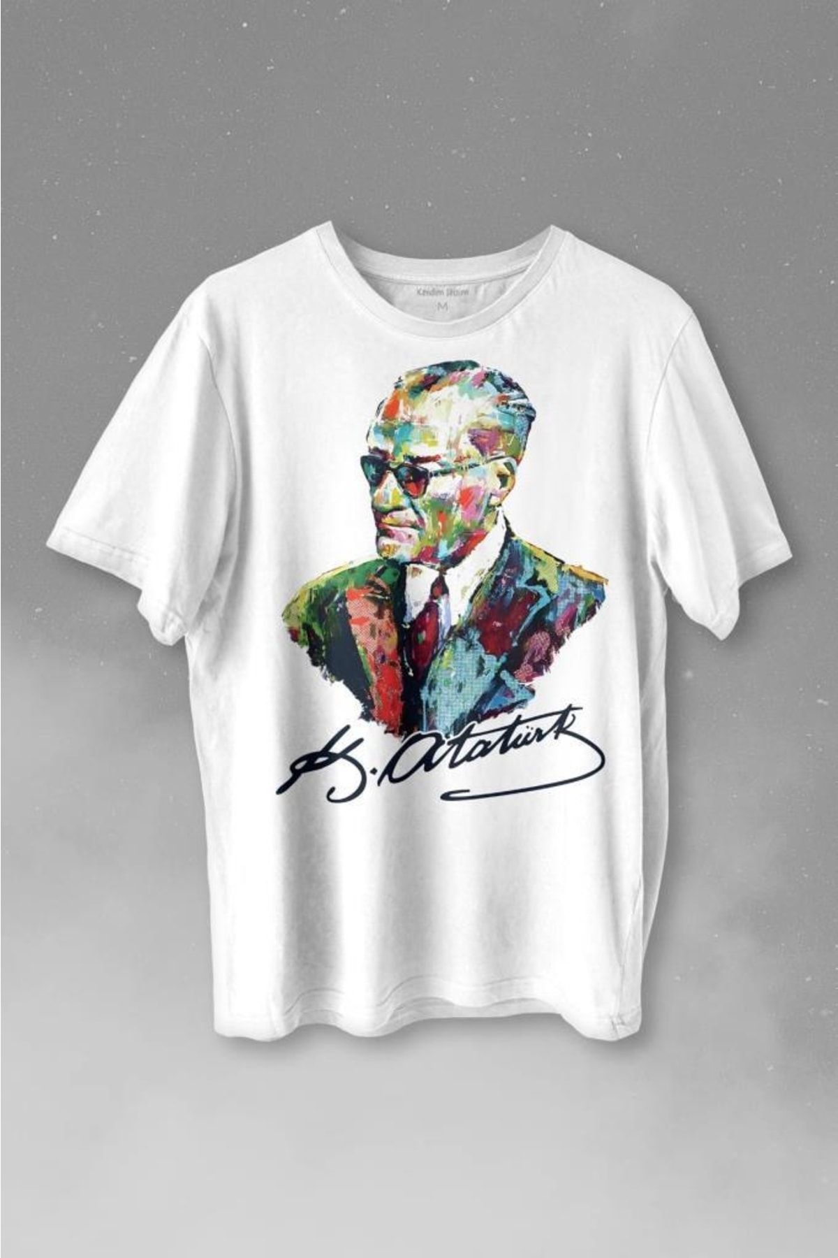 Kendim Seçtim Karizma Gözlüklü Gazi Mustafa Kemal Atatürk Portresi Baskılı Tişört Unisex T-shirt