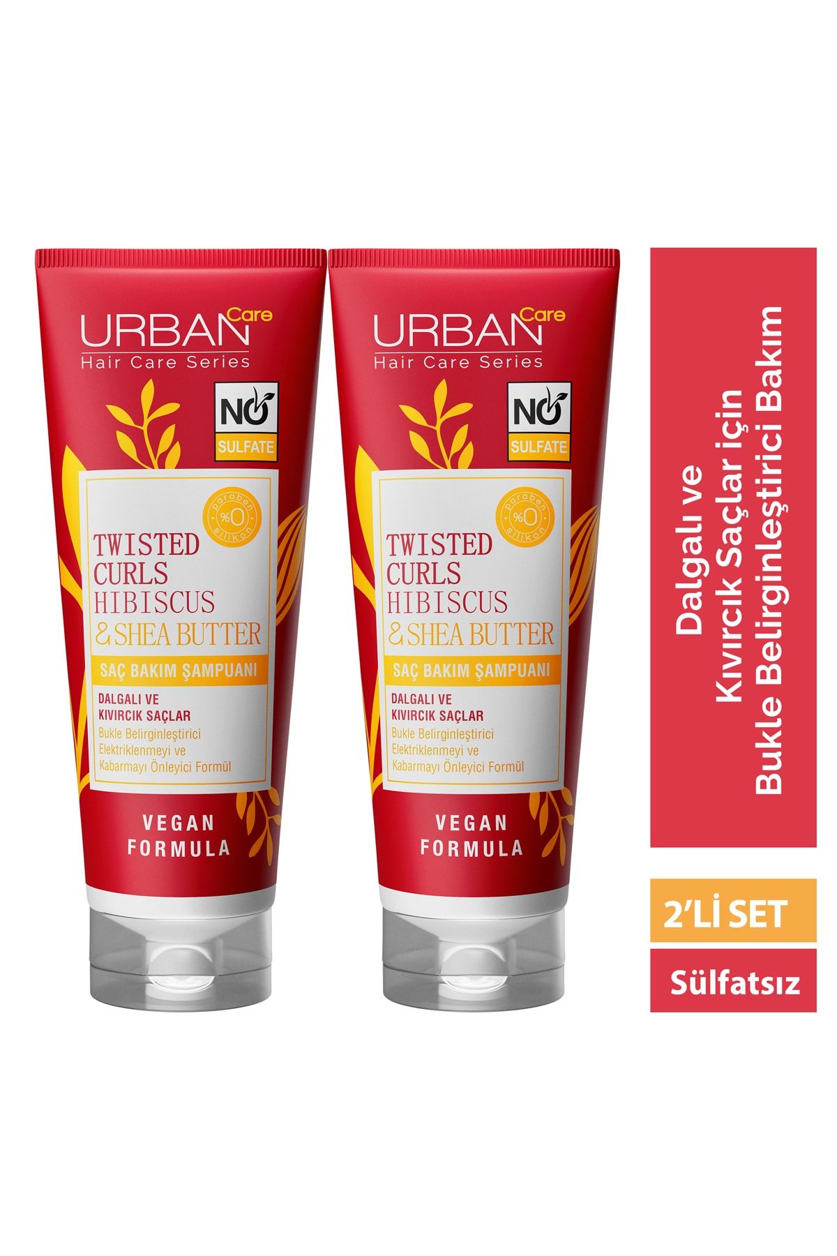 Urban Care Hibiscus&shea Butter Kıvırcık Ve Dalgalı Saçlara Özel Şampuan 2x250ml-sülfatsız-vegan