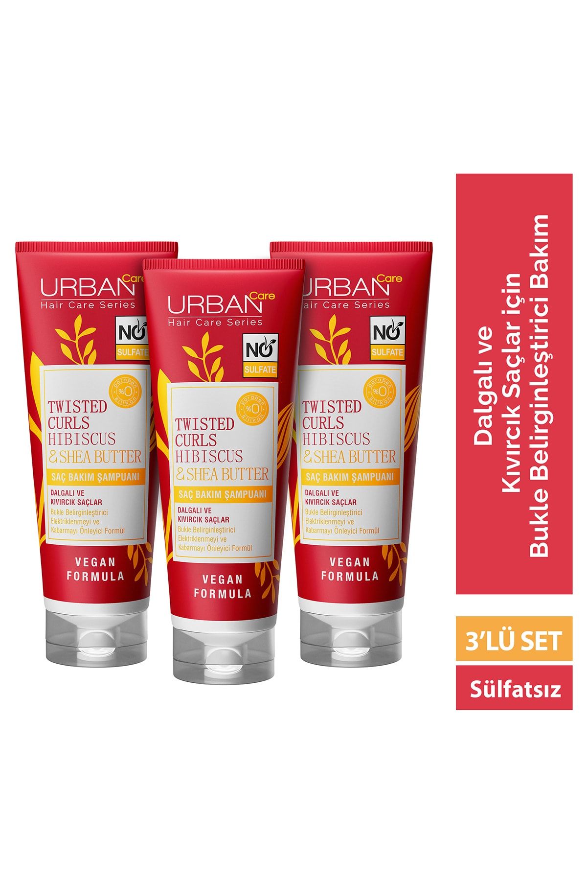 Urban Care Hibiscus&shea Butter Kıvırcık Ve Dalgalı Saçlara Özel Şampuan 3x250ml-sülfatsız-vegan