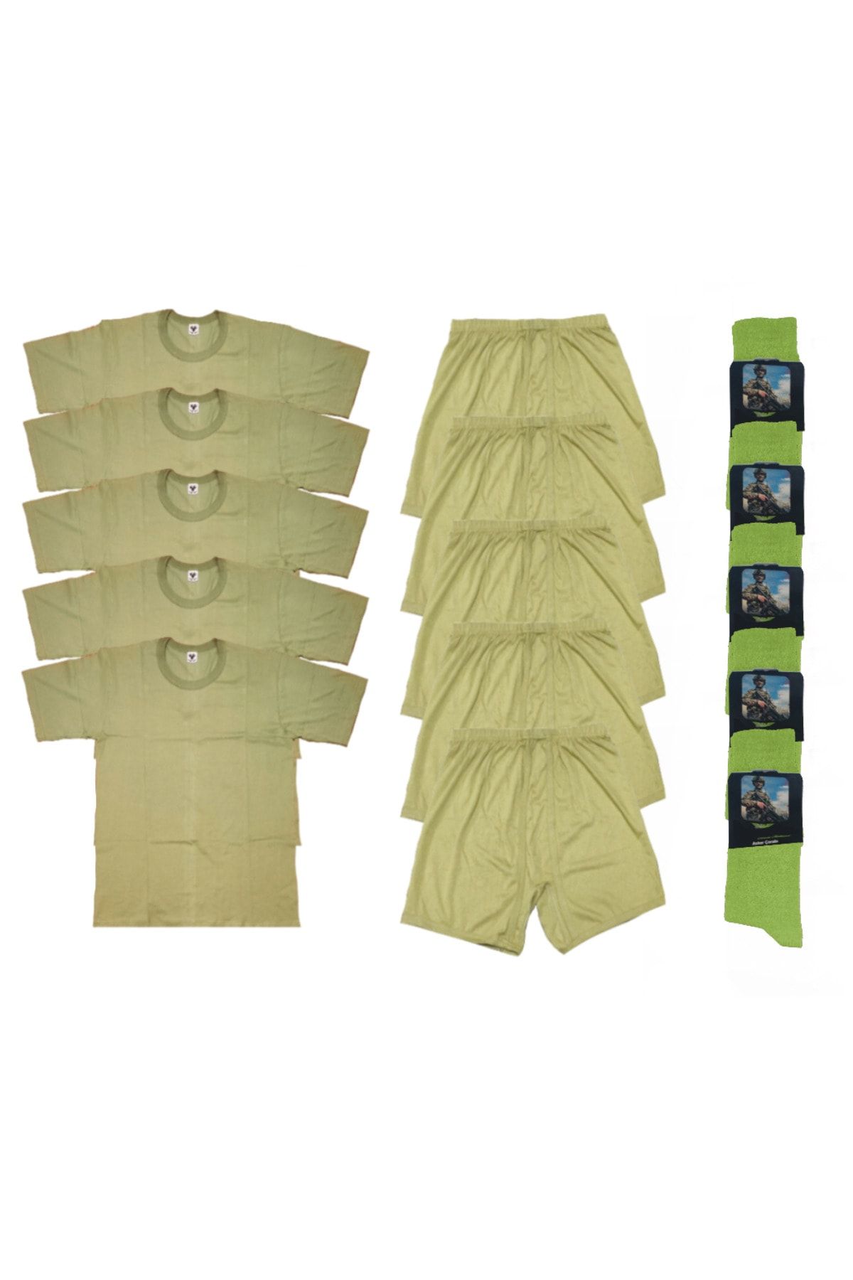 Umut Askeri Giyim 5'li Acemi-bedelli Asker Seti 5'li Yeşil Asker Malzemesi Seti
