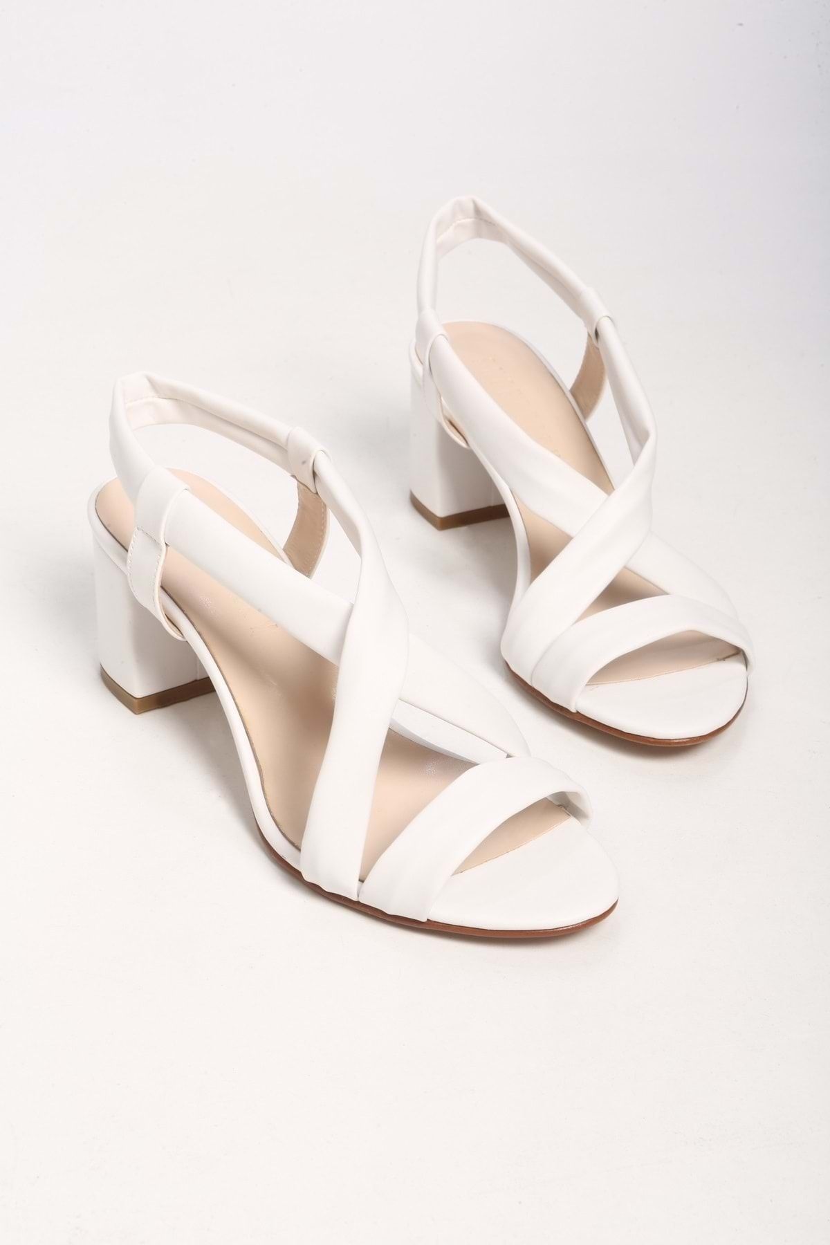 Shoeberry Kadın Lela Beyaz Kalın Topuklu Ayakkabı