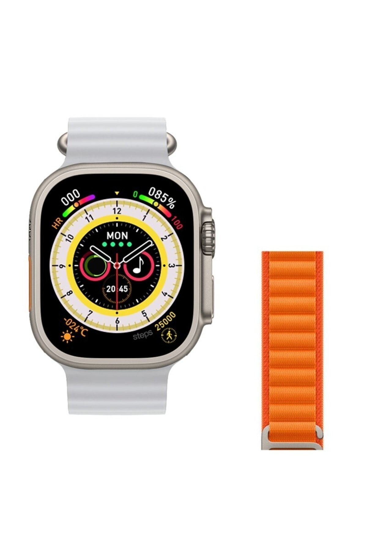 pazariz Watch 8 Ultra 49mm Amax Ultra Akıllı NFC - GPS - Kablosuz Şarj BEYAZ Kordonunu Seç
