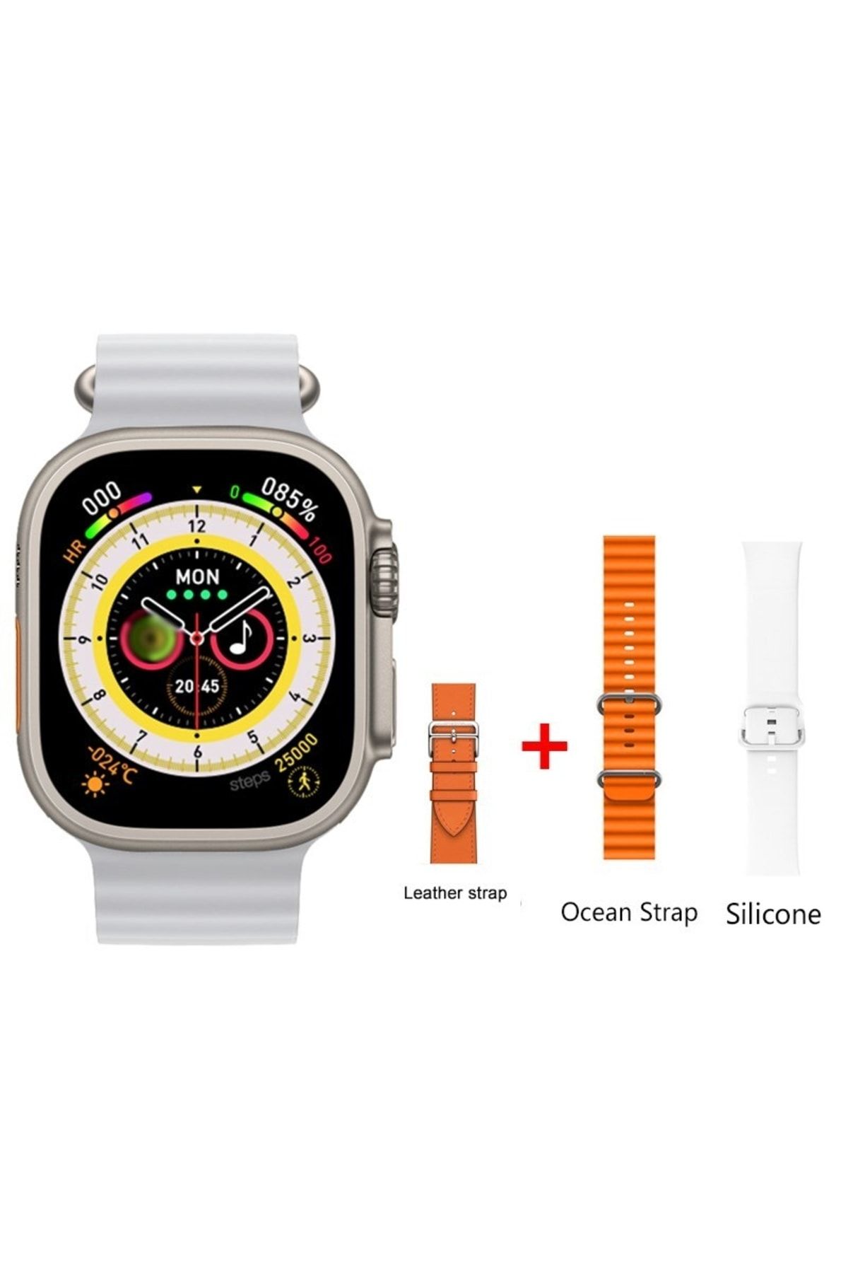 pazariz Watch 8 Ultra 49mm Amax Ultra Akıllı NFC - GPS - Kablosuz Şarj BEYAZ Kordonunu Seç