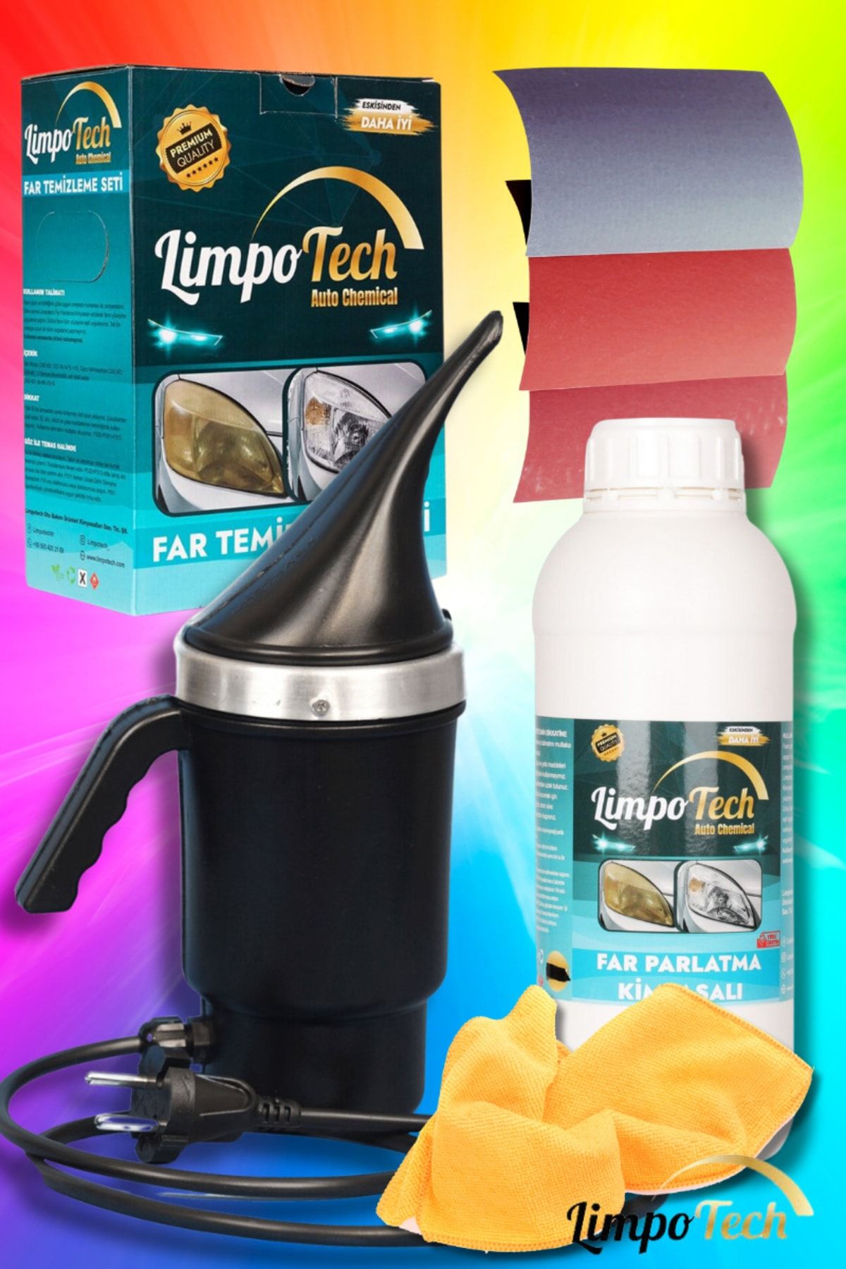 LİMPO TECH Far Temizleme Seti Buharlı Far Temizleme Seti Far Parlatma Seti Oto Far Temizleyici ( 500ml )