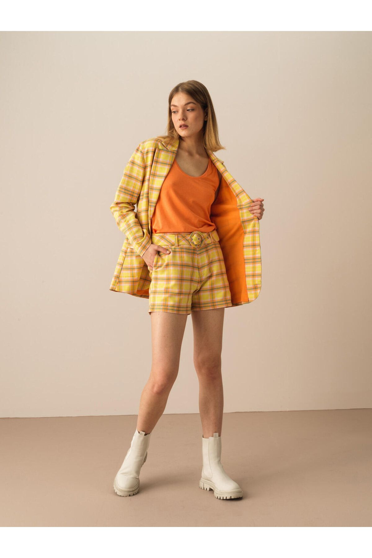 Xint Kadın Oranj Pamuklu Regular Fit Ceket