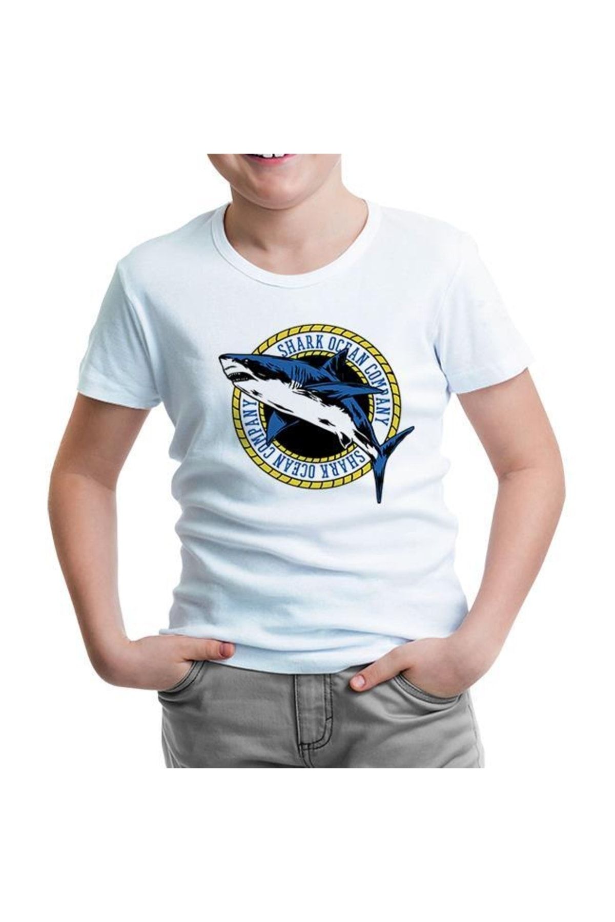 Lord T-Shirt Shark Ocean Logo Beyaz Çocuk Tshirt