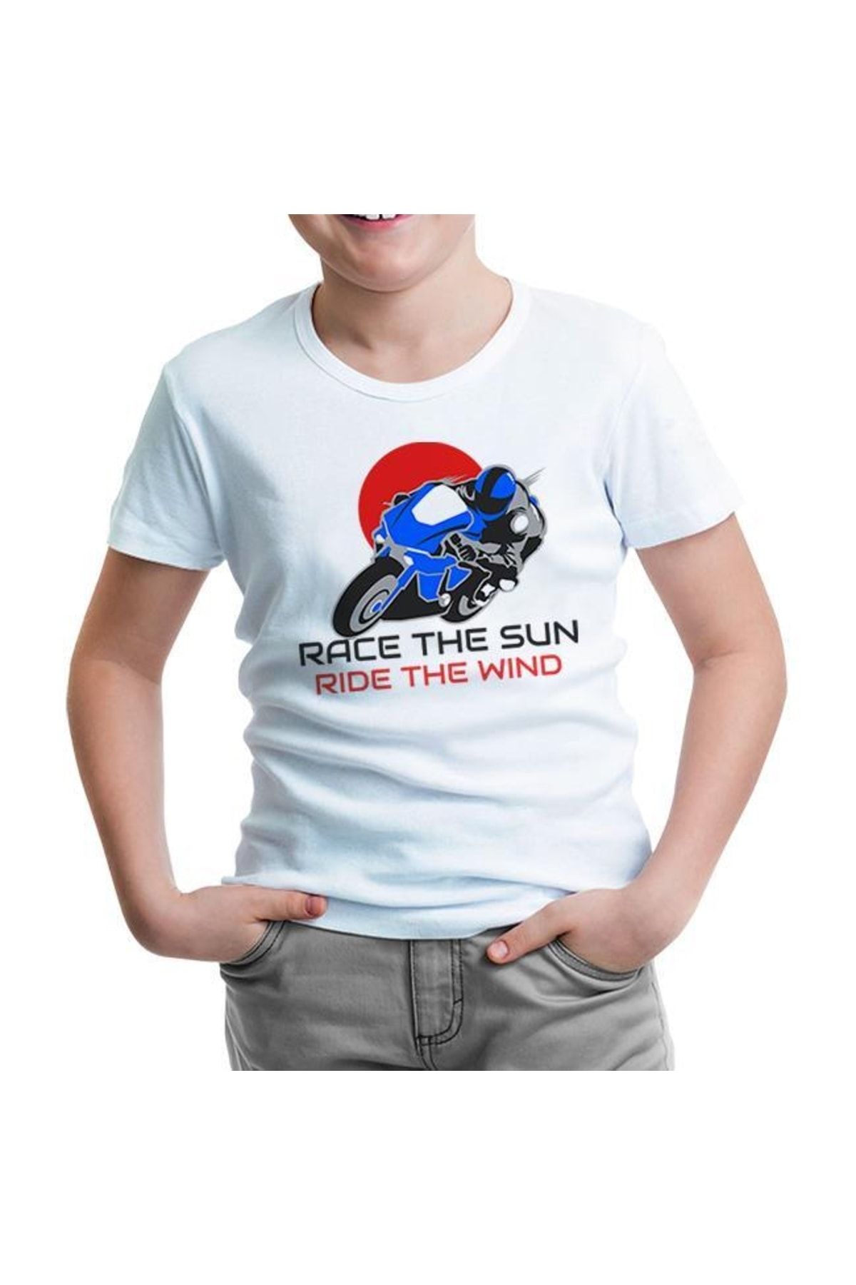 Lord T-Shirt Motorcycle Race The Sun Beyaz Çocuk Tshirt