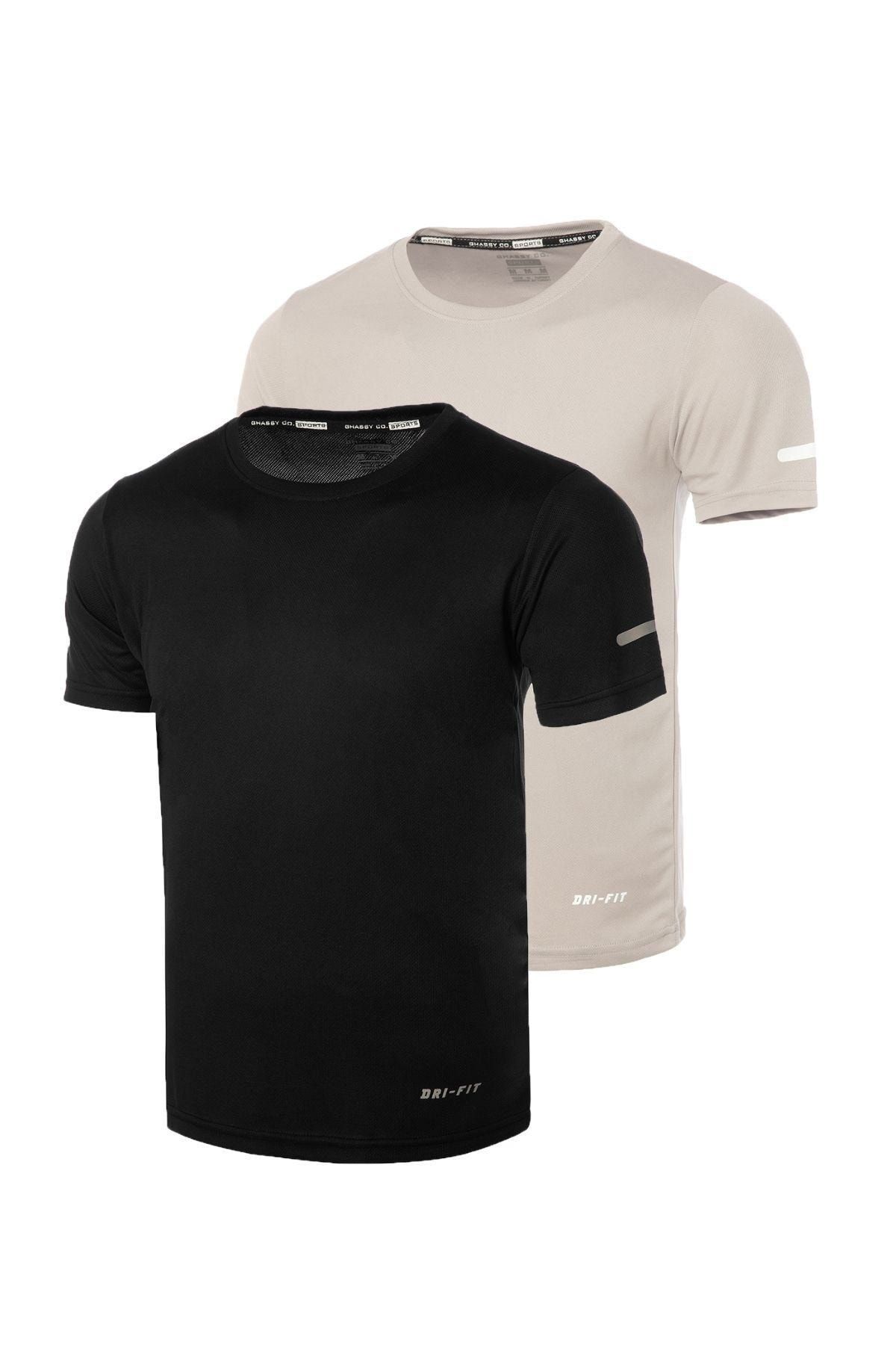 Ghassy Co Erkek 2'li Paket Dry Fit Atletik Nem Emici Günlük Spor Tshirt