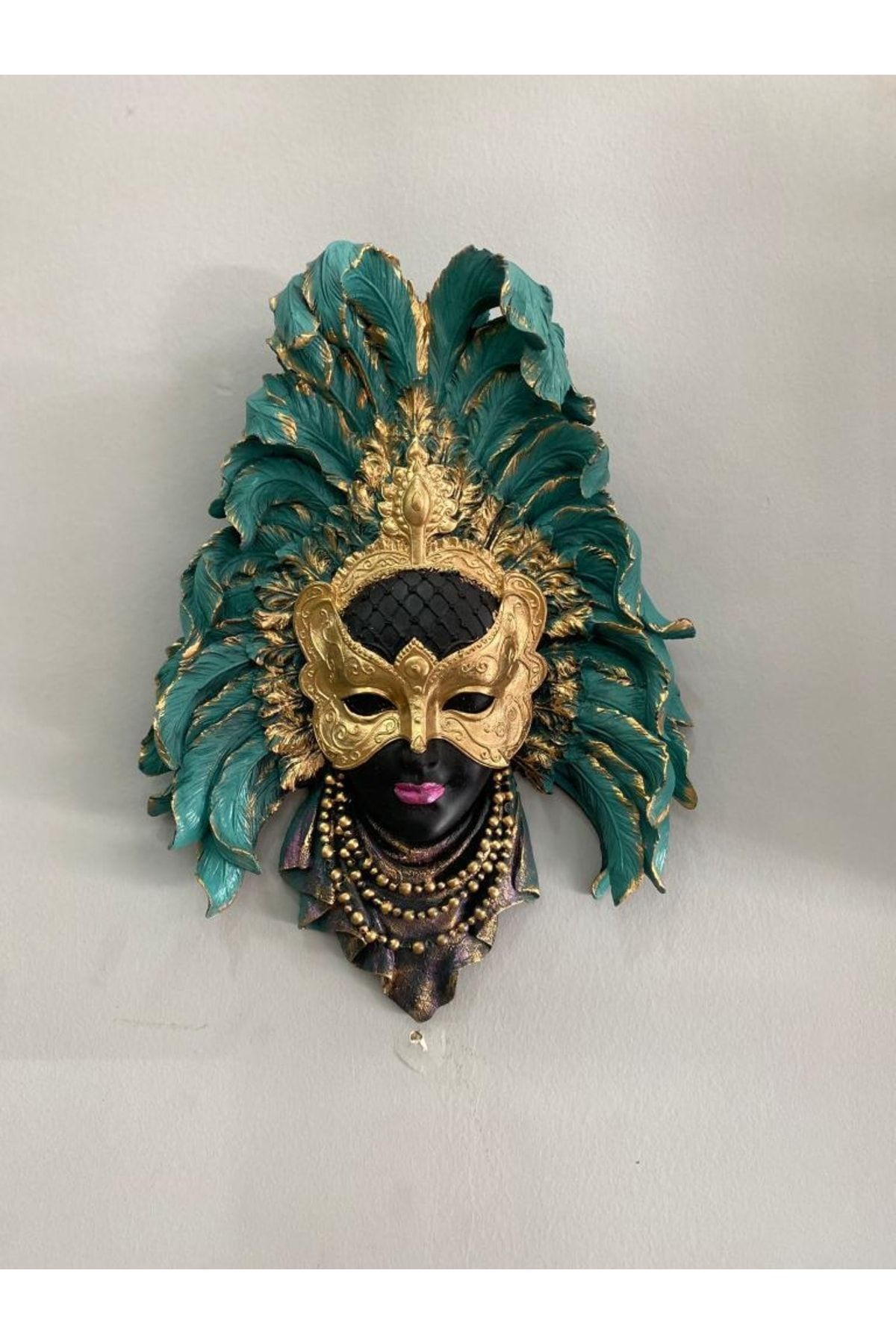 Mirsa Global Dekoratif Maske Kız Pano Duvar Heykel Biblo