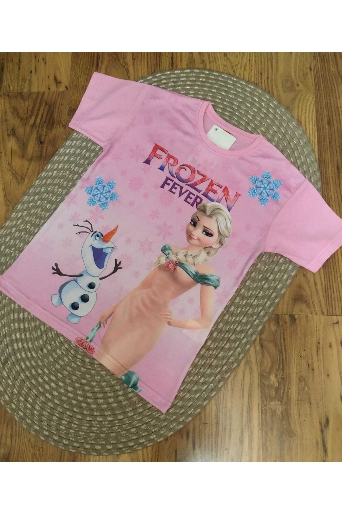 YDBKStore Kız Çocuk(7-14 Yaş) Elsa Frozen Digital Baskılı O Yaka Kısa Kol Tshirt