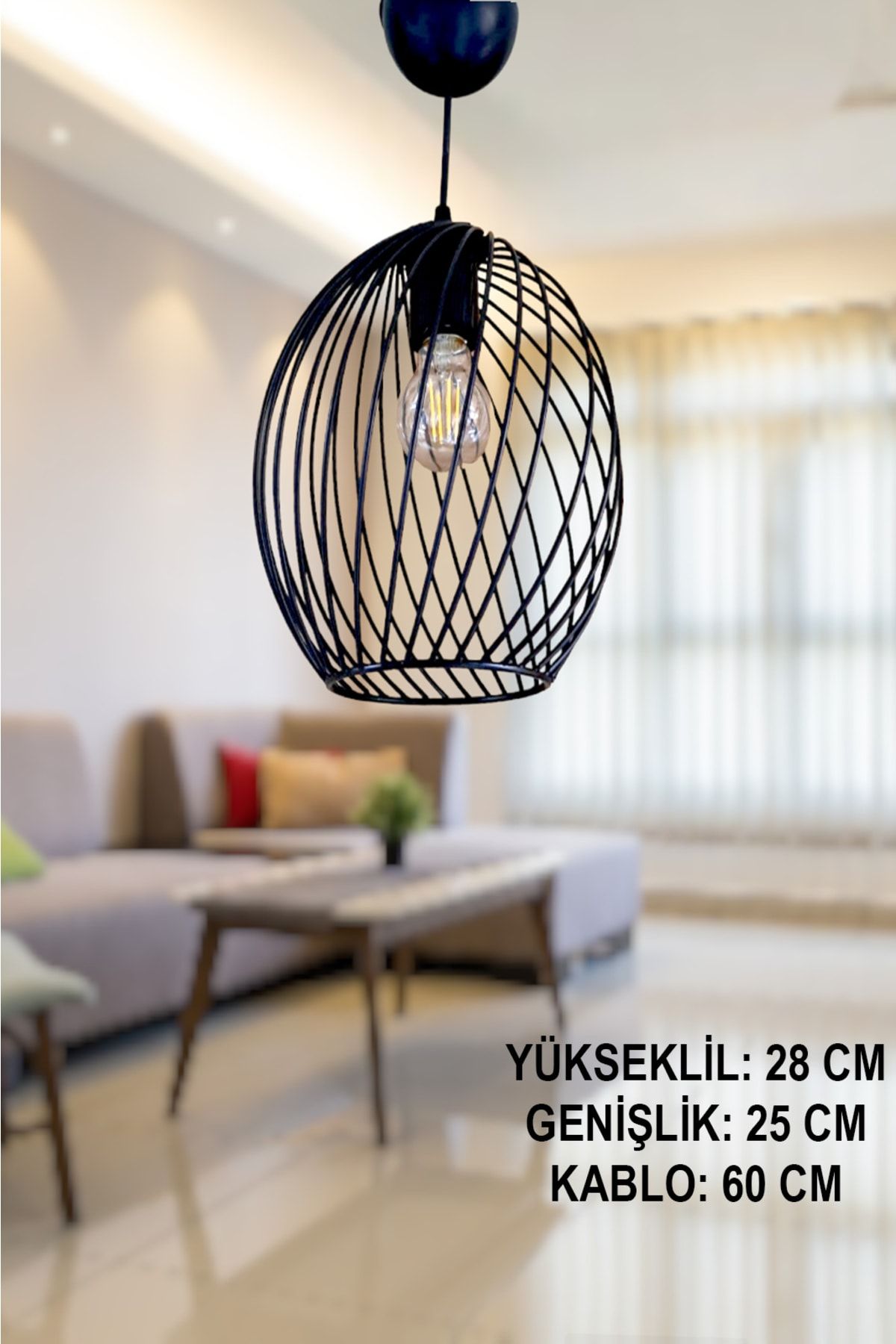 nazarium Avize Dönence Dizayn Siyah Tel Avize Sarkıt Aydınlatma Telli Avize Aydınlatma