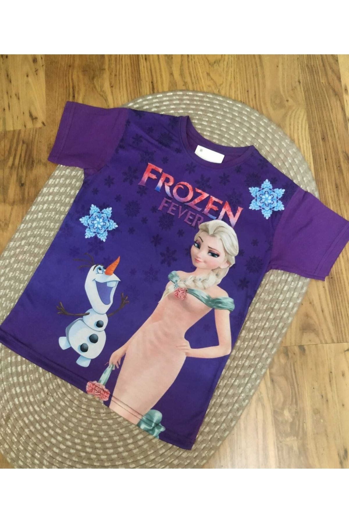 YDBKStore Kız Çocuk(7-14 Yaş) Elsa Frozen Digital Baskılı O Yaka Kısa Kol Tshirt