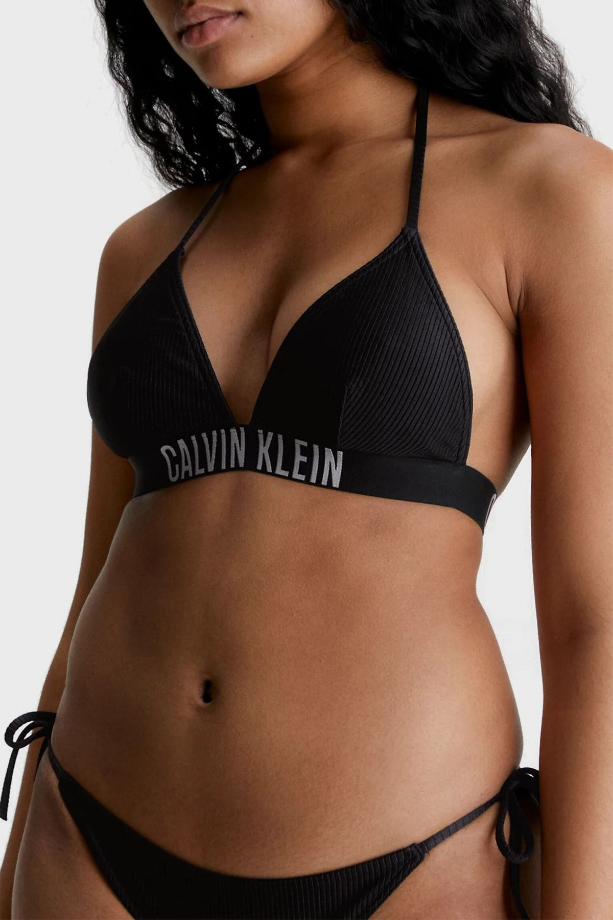 Calvin Klein Logo Bantlı Çıkarılabilir Dolgulu Üçgen Bikini Üstü Kw0kw01967beh Bikini Üstü Kw0
