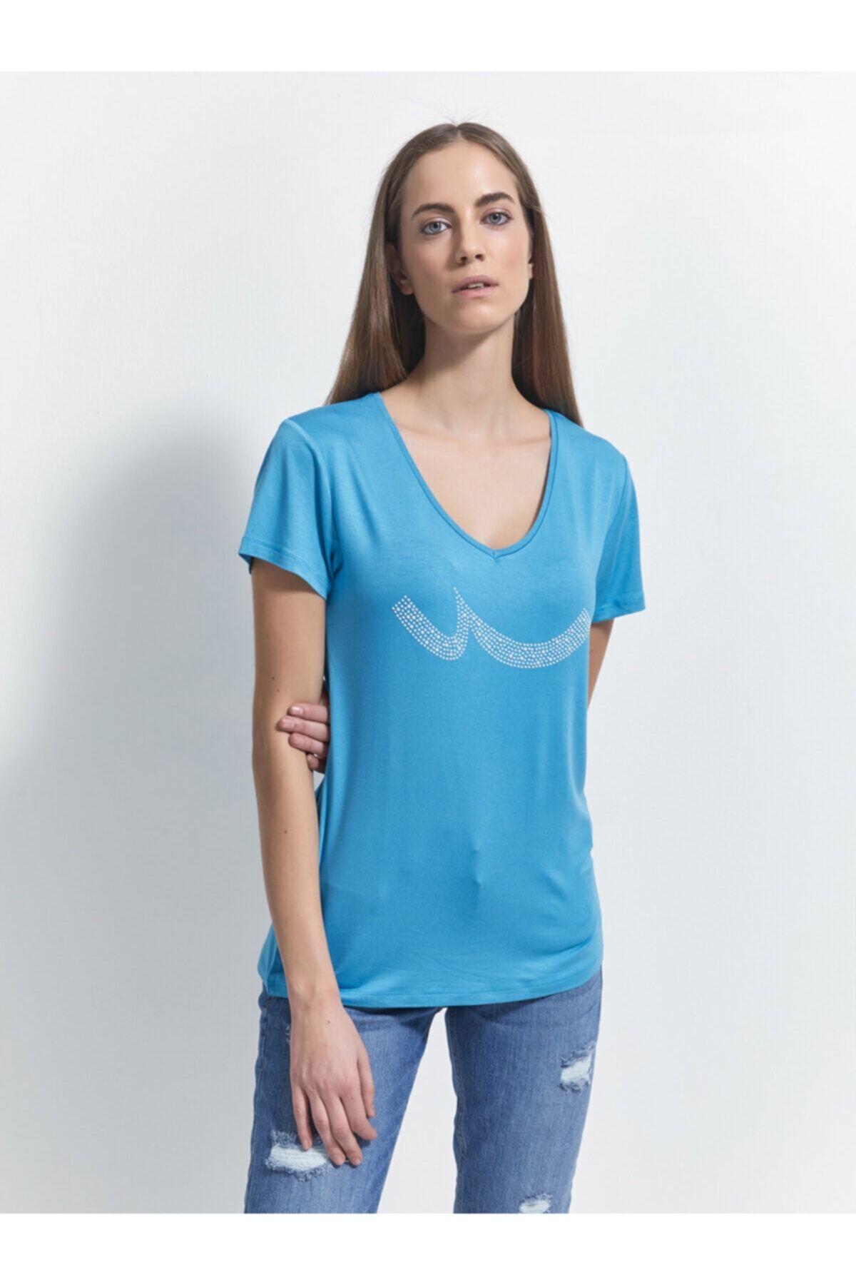 Ltb Kadın MAVİ T-SHIRT  0122080257603930000