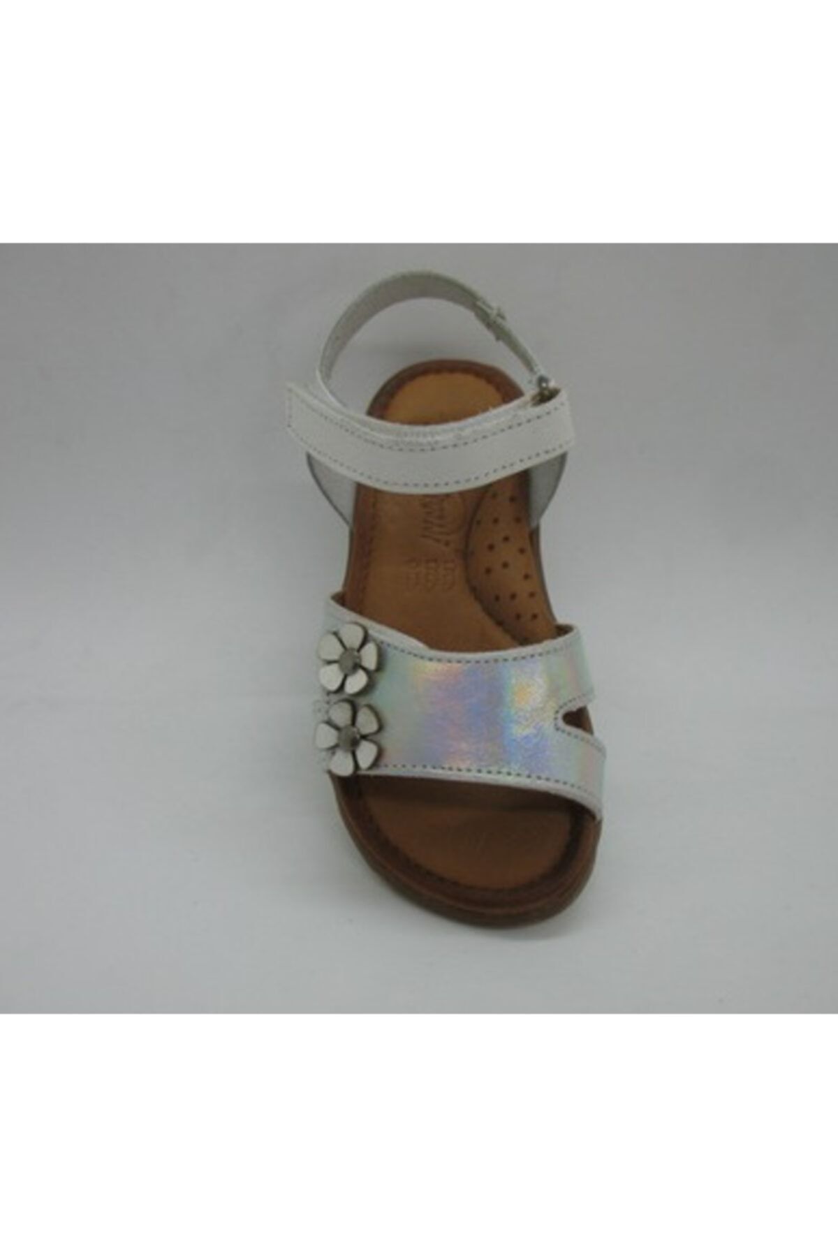 Piarmoni Kız Çocuk Gümüş Renk Hakiki Deri Ortopedik Destekli Sandalet 21-25