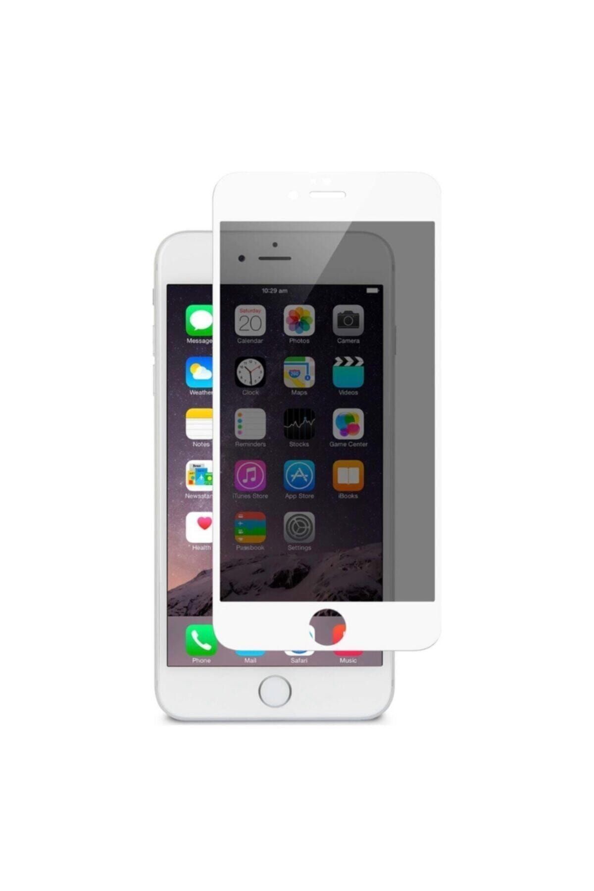 ucuzmi Iphone 7plus - 8 Plus 6d Kavisli Temperli Hayelet Ekran Koruyucu (Renk - Beyaz) Kırılmaz Cam