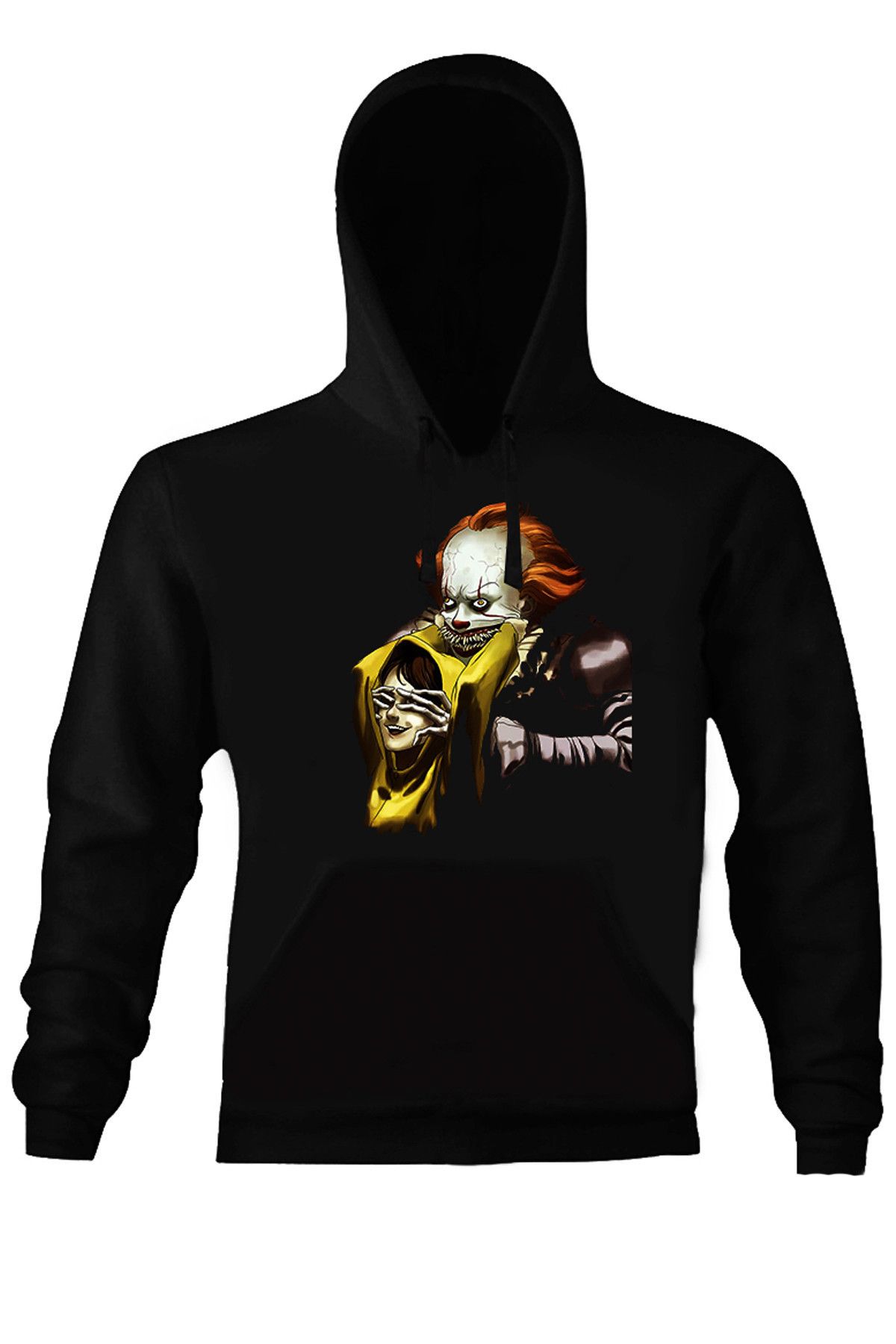 Art T-Shirt Kadın Siyah It Clown Kapüşonlu Unısex Sweatshirt ART018565W