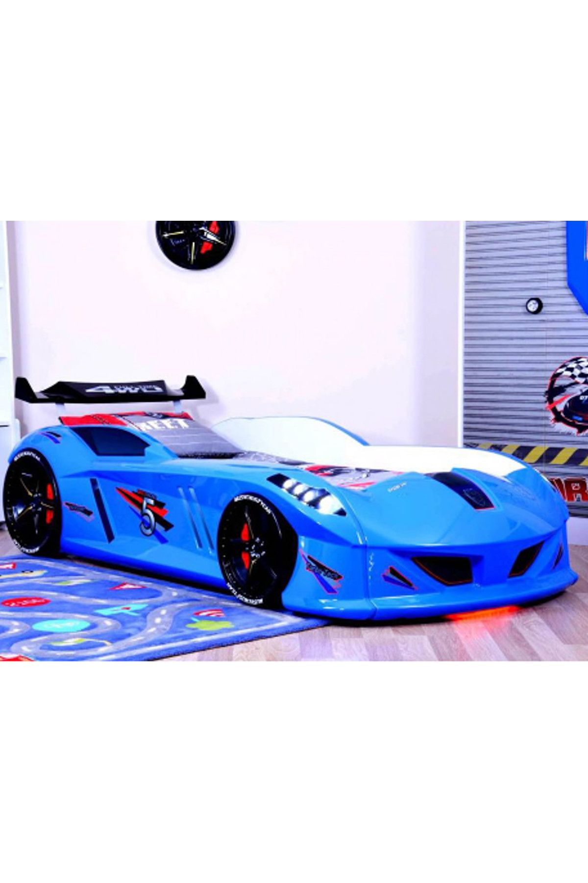 Setay Jaguar Arabalı Yatak Mavi Full Ledli Rüzgarlıklı