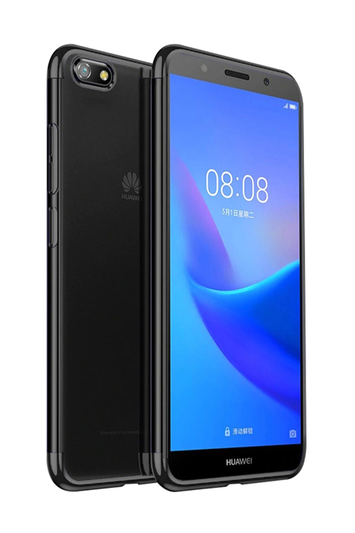 Microsonic Huawei Honor 7S Kılıf Skyfall Transparent Clear Siyah