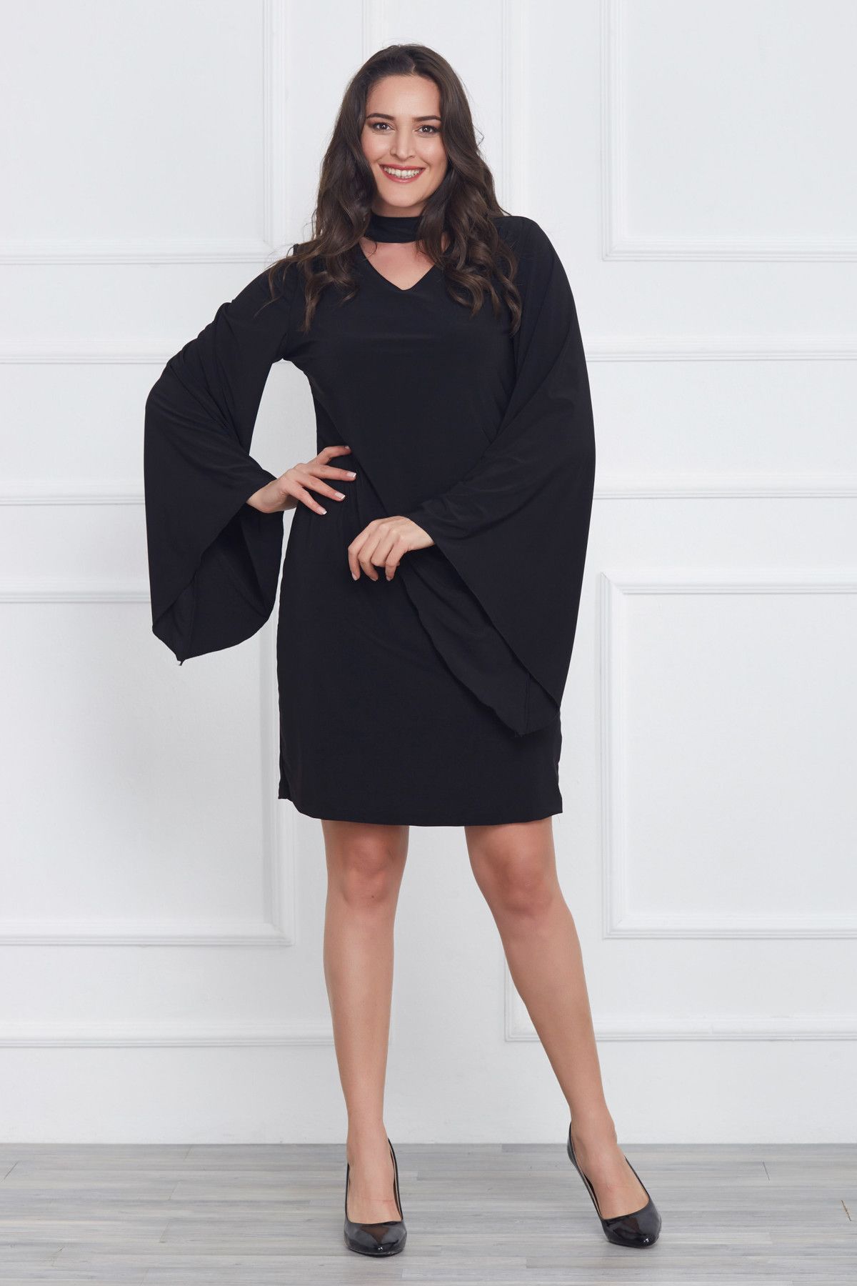 Laranor Kadın Siyah Kol Detaylı Elbise 17LB9018
