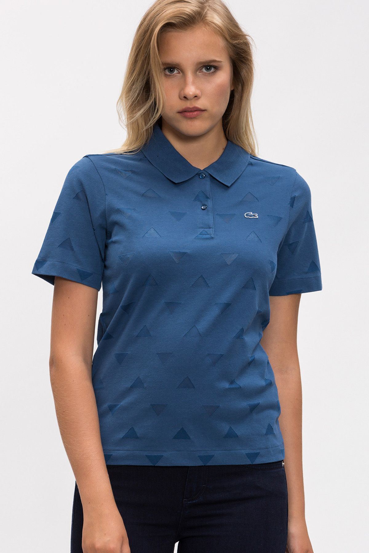 Lacoste Kadın Mavi Polo Yaka T-shirt DF1554