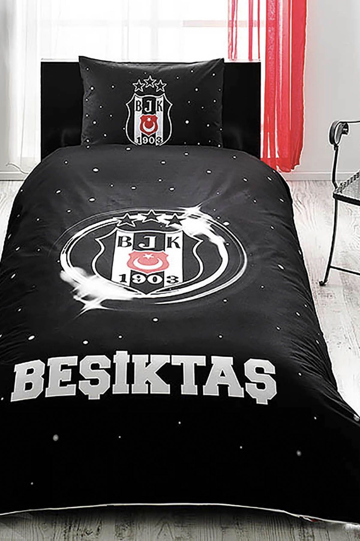 Taç Tek Kişilik Lisanslı Nevresim Takımı-Beşiktaş 3 Yıldız